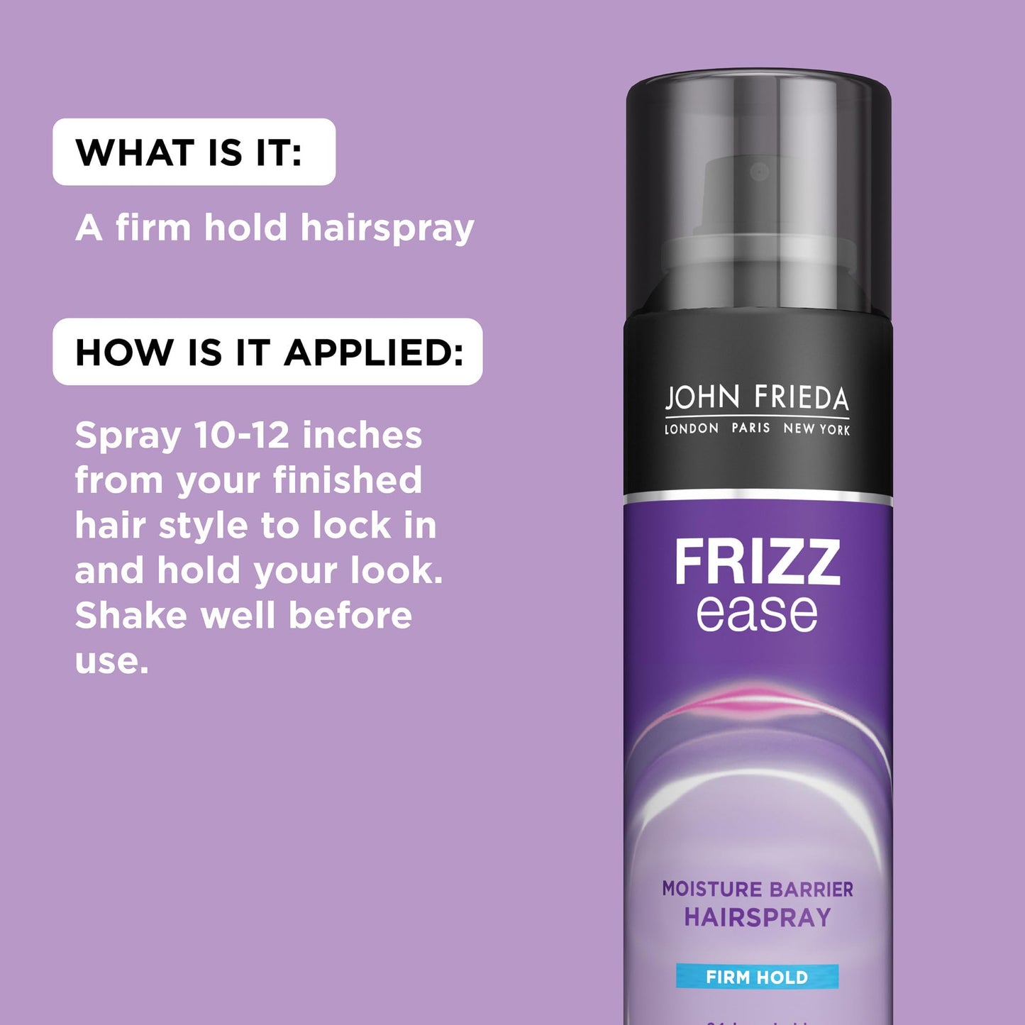 John Frieda Frizz Ease Moisture Barrier Hairspray, Firm Hold Hairspray, Seals Out Moisture, Blocks Frizz, Protects Against Heat, and Keeps Hair