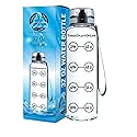 Three Drops of Life Time Marked Water Bottle, Clear Sports Timed Bottle 32 oz, Best for Measuring Water Intake, Tritan BPA-Free One Liter Hydration
