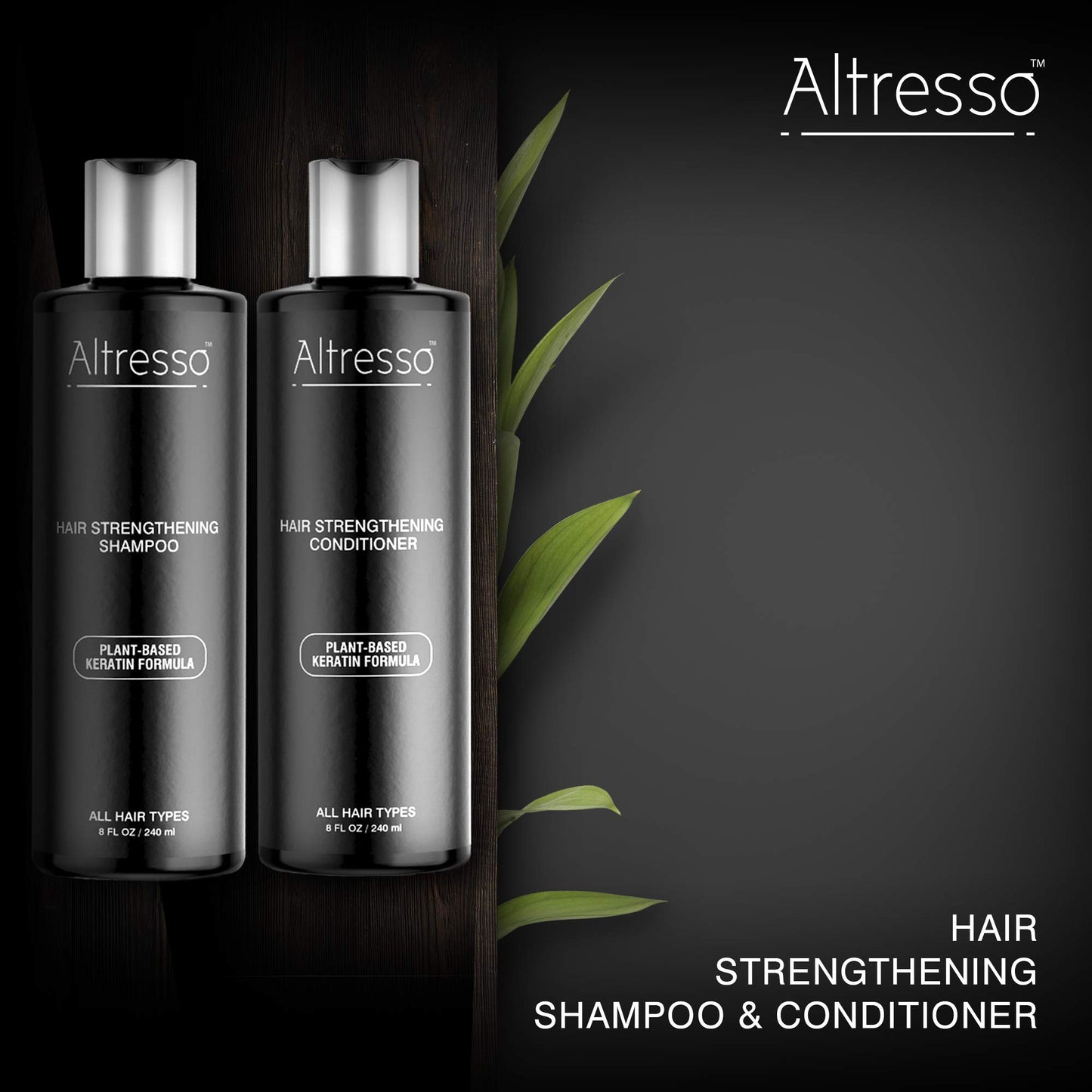 Altresso Hair Strengthening Shampoo & Conditioner Duo - All Natural Arginine-Infused Shampoo and Saw Palmetto-Infused Conditioner for Repairing