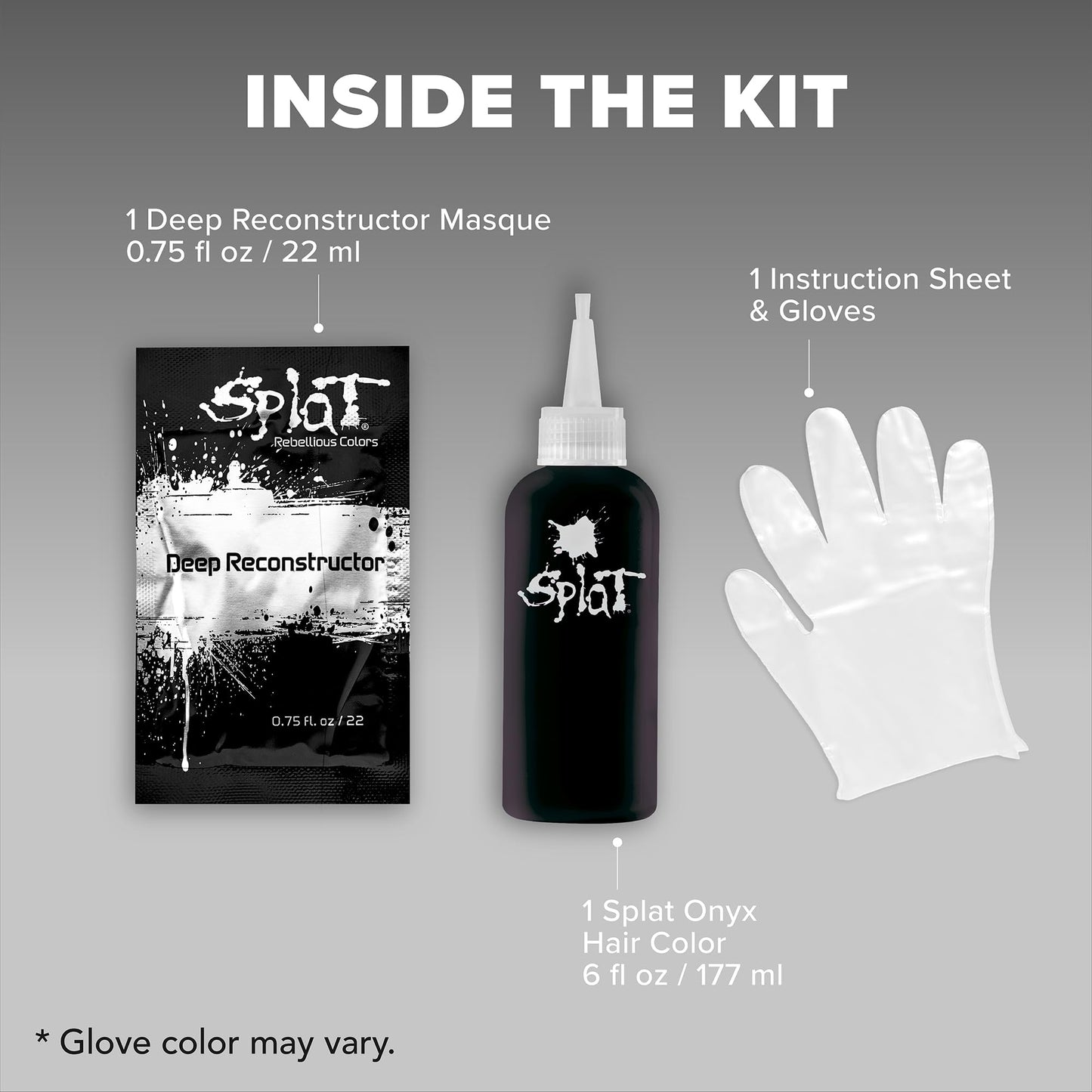 Splat Midnight Onyx Semi Permanent Hair Dye Kit, 1 Application, Includes Deep Reconstructor Conditioner, Lasts 30 Washes, No Bleach Required, Vegan