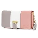 RFID Wallets for Women with Multiple Card Slots and Cellphone Compartment, Womens Wallet (pink/white/grey)
