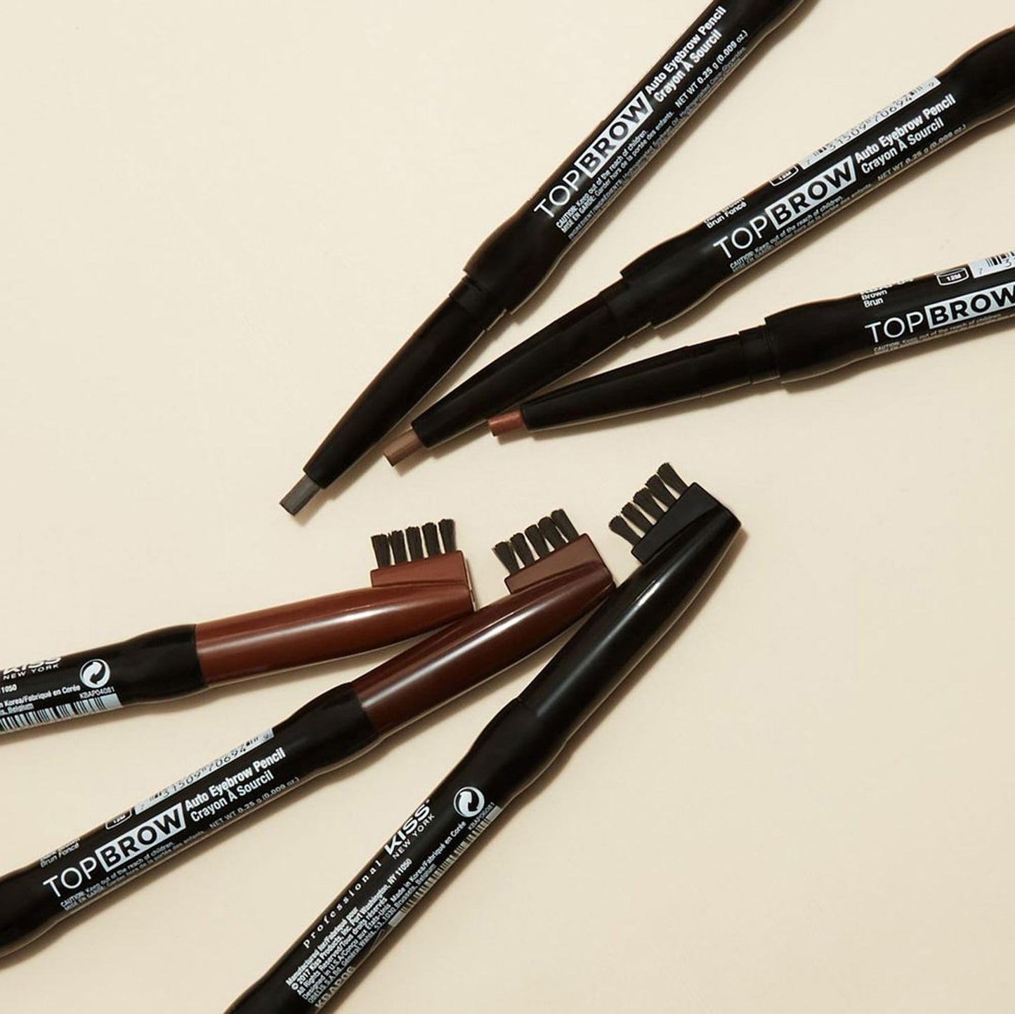 Kiss New York Professional Long-Lasting Eyebrow, Retractable Eyebrow Pencil, Rich Pigmentation, Coconut Oil Infused, Built-in Brush Brow, Sapes
