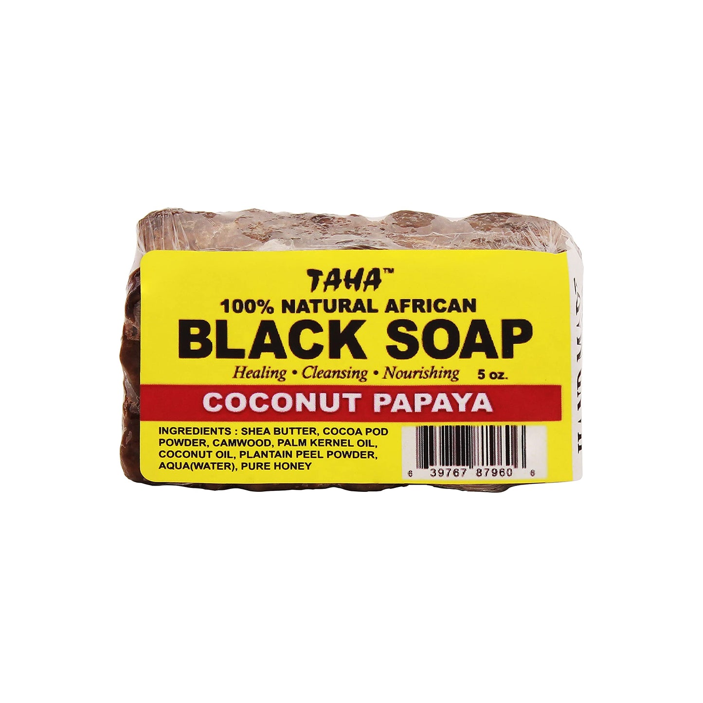 Taha African Black Soap Bar, Organic & 100% Natural, Soothing & Moisturizing, Healthy Cleansing - Great for Blemishes, Acne, Dry Scalp, and More