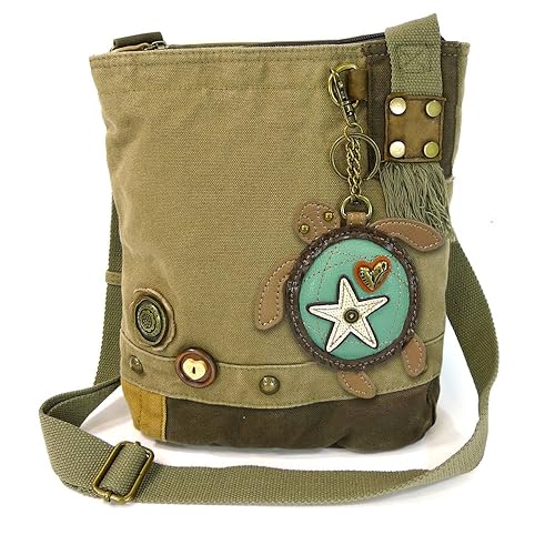 Chala Handbag Patch Crossbody SEA TURTLE Bag Canvas Messenger OLIVE GREEN