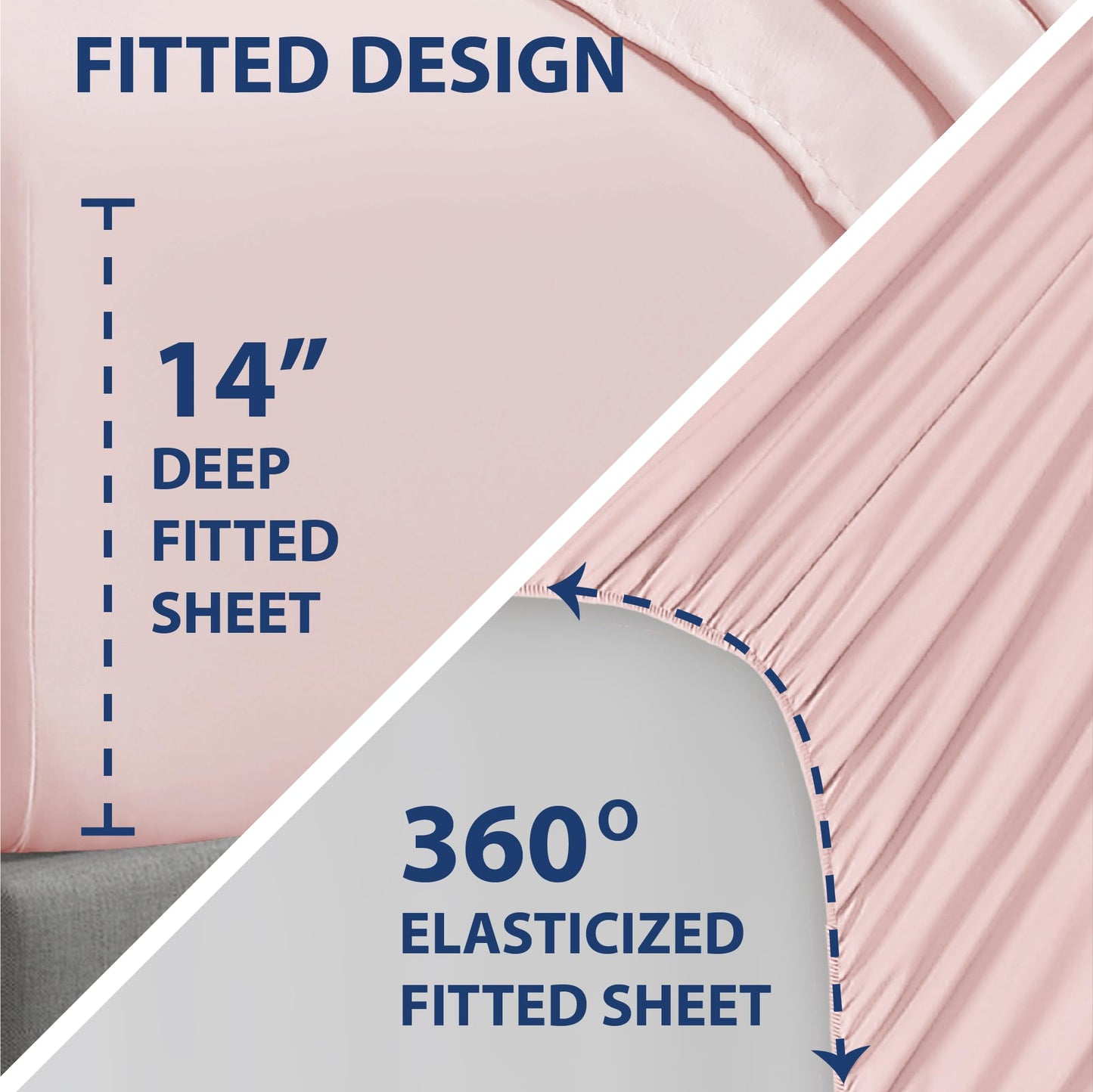 Swift Home Smart Sheets, Ultra Soft Brushed Microfiber 4-Piece Sheet Set, Fitted Bed Sheet with Side Storage Pockets - Blush, Full