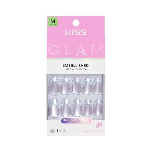 Kiss Glam, Press On Nails, Nail glue included, 'Fairy Tale', Pink, Medium Size, Almond Shape, Includes 32 Nails, 2g Glue, 1 Manicure Stick, 1 Mini Beauty & Personal Care KISS