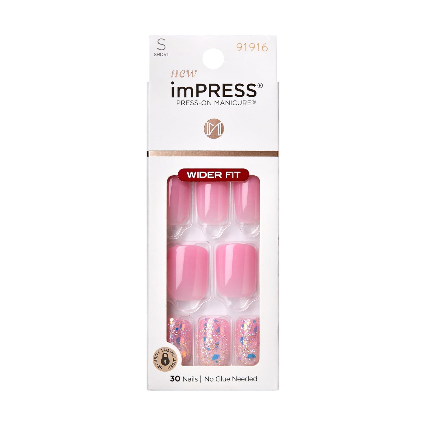 Kiss Impress No Glue Mani Press-On Nails, Design, 'Dream It Up', Light Pink, Short Size, Wider Squoval Shape, Includes 30 Nails, Prep Pad Beauty & Personal Care imPRESS