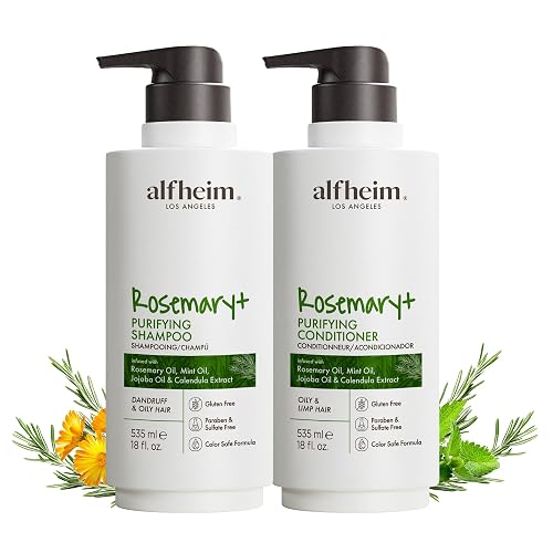 ALFHEIM Rosemary+ Purifying Shampoo & Conditioner Set - Balancing Care for Oily & Fine Hair with Rosemary, Peppermint & Jojoba Oils - Deep Cleanse