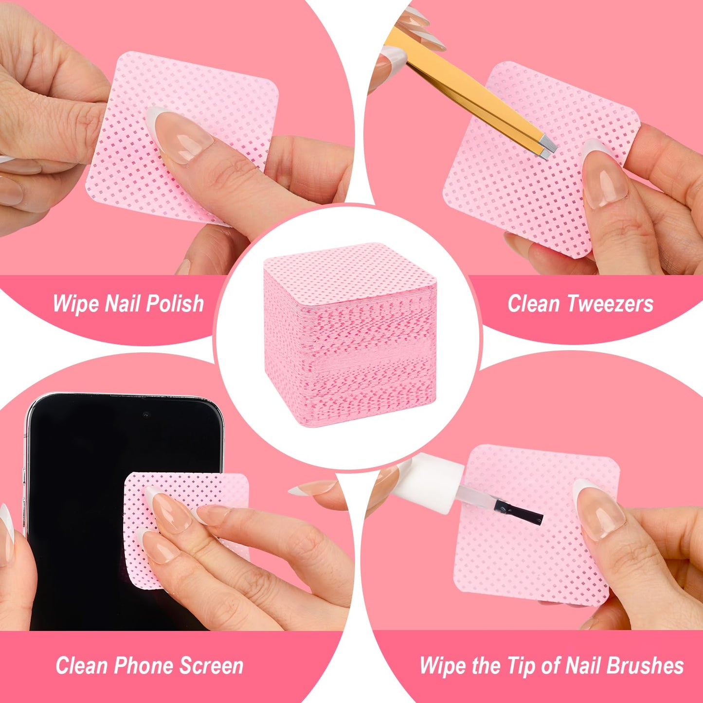 Lint Free Nail Wipes, Acetone Nail Polish Remover 1080PCS with Pump Dispenser, Gel Nail Polish Remover Pads Soft Non-woven Nail Wipes for Nail Polish Beauty and Personal Care Seonggong