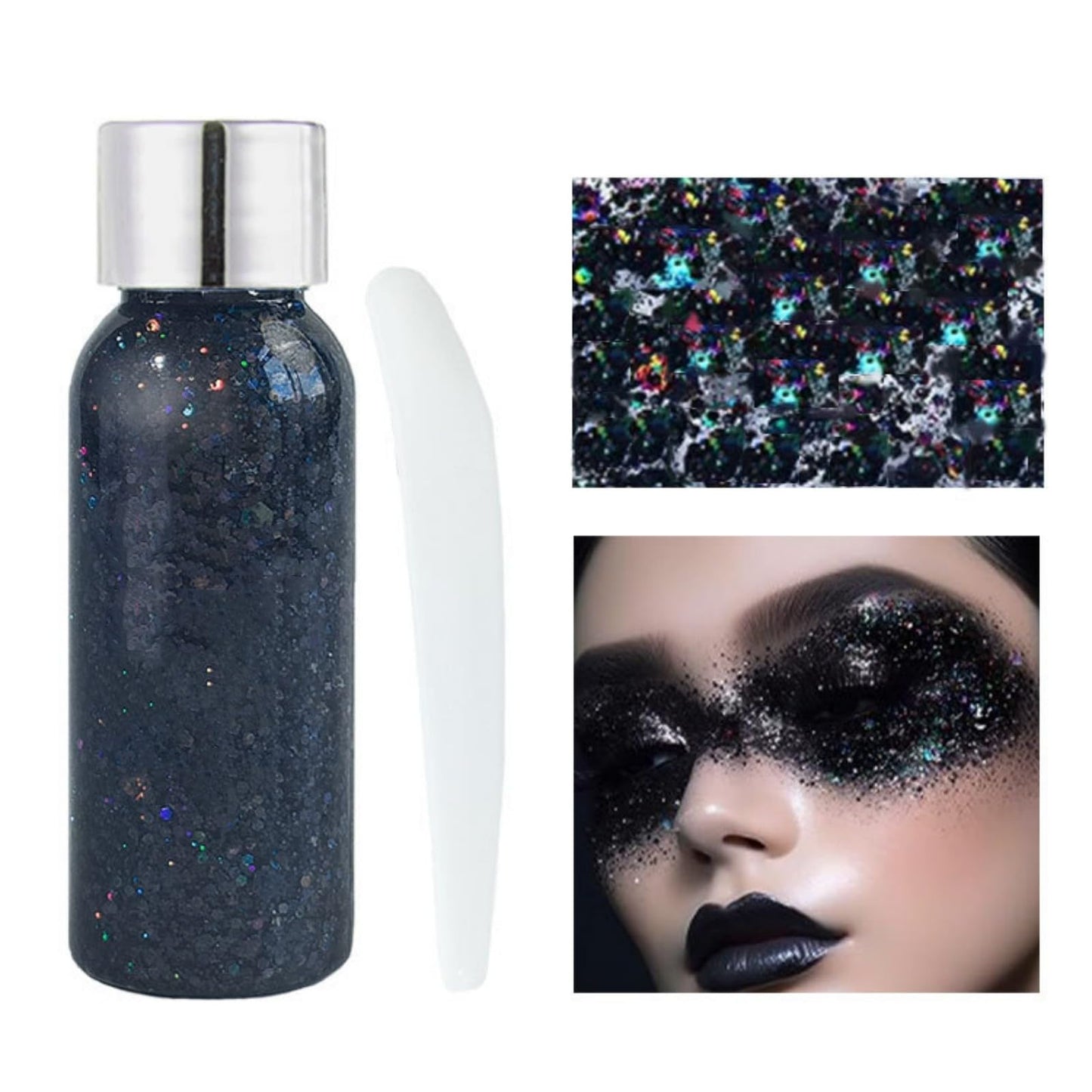 MAEPEOR Chunky Face Body Glitter Gel 19 Colors Mermaid Sequins Holographic Body Glitter Gel Long-Lasting Festival Makeup Glitter Paint for Face Body