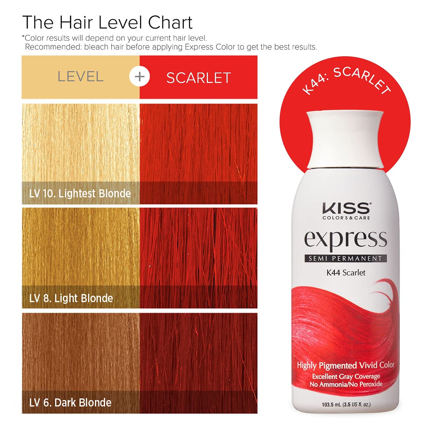 Kiss Express Semi-Permanent Hair Color - Vivid, Highly Pigmented Dye for Vibrant Hair, Gentle Formula, Gray Coverage, pH Balanced, 23 Intermixable