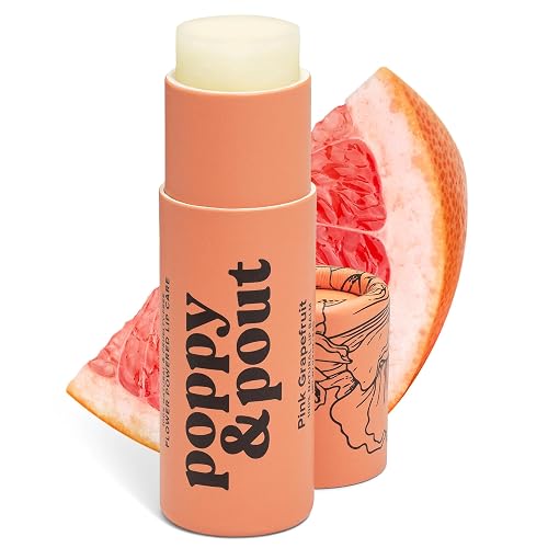 Poppy & Pout Pink Grapefruit Jumbo Lip Balm | All Natural Lip Balms & Moisturizers | Hydrates with Beeswax, Vitamin E, Organic Coconut Oil |