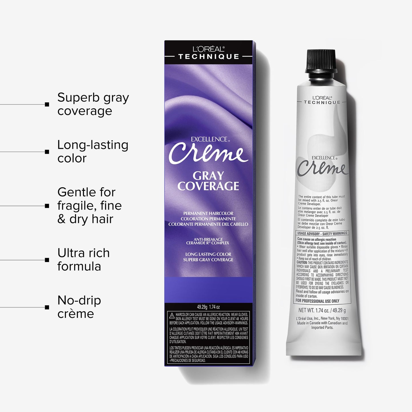 L'Oréal Technique Excellence Crème Permanent Hair Color - Long-Lasting Hair Dye, Rich Formula With No-Drip Application, Superb Gray Coverage, Dark Beauty and Personal Care L'OREAL TECHNIQUE