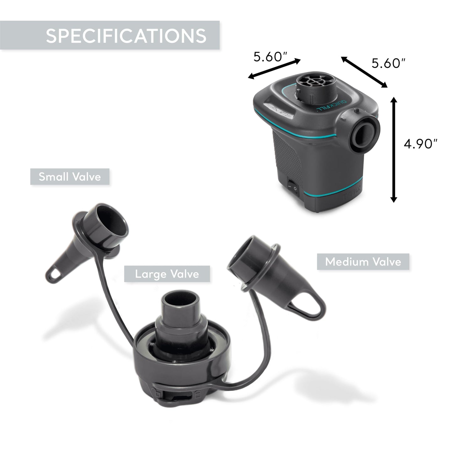 Intex 66639E QuickFill 120 Volt AC Electric Pump: Inflates and Deflates Air Mattresses - Includes 3 Interrconnecting Nozzles - Compact Design - 650…