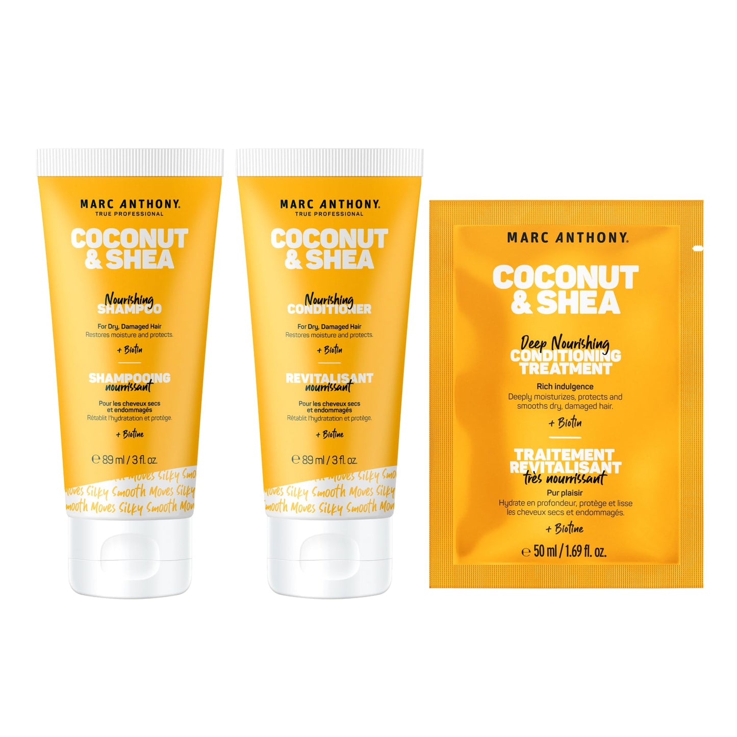 Marc Anthony Coconut & Shea Travel Size Shampoo, Conditioner, and Mask