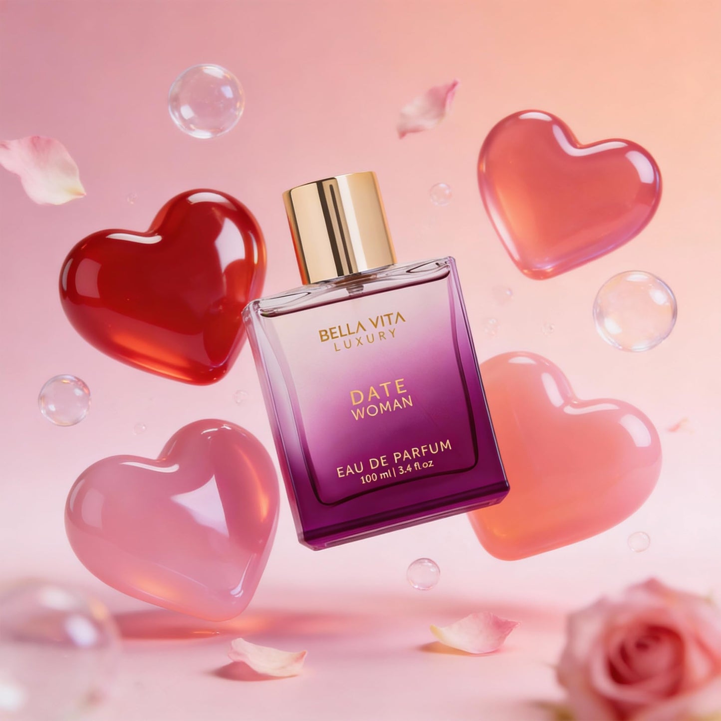 Bellavita Luxury DATE Eau de Parfum | 100 ml (3.4 fl.oz.) | Perfume for Women | Floral, Pink Pepper, Jasmine, and Moss Notes | Long Lasting Fragrance Beauty and Personal Care Bella Vita Luxury