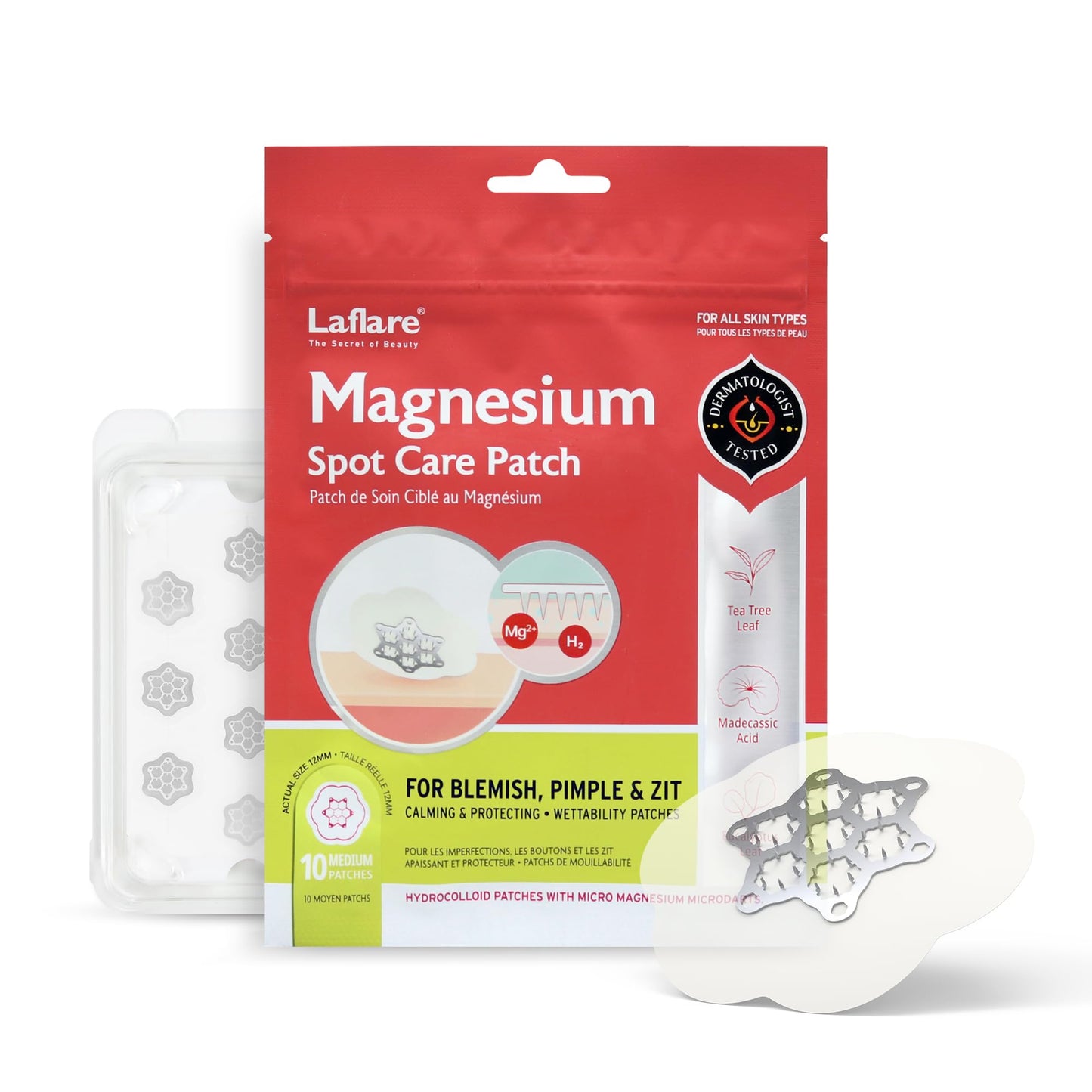 Laflare FreeGo Magnesium Pimple Patches for Face. Blemish.Zit & Dark Spots from Post-Blemish, Pimple .Zit. Self Dissolving,Hydrocolloid, Tee Tree oil