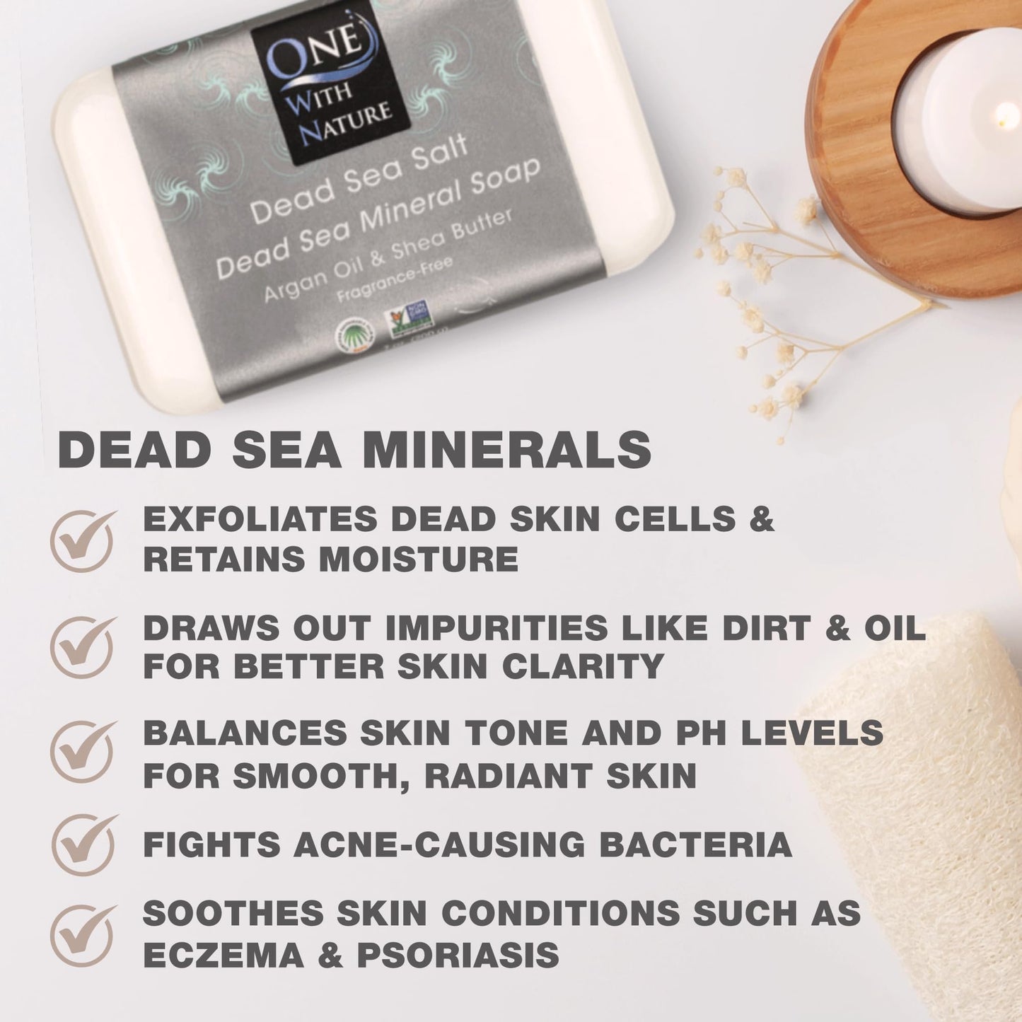 DEAD SEA Salt SOAP 3 PK - Shea Butter, Argan Oil, Magnesium, Sulfur, Minerals. All Skin Types, Problem Skin. Acne Treatment, Eczema, Psoriasis