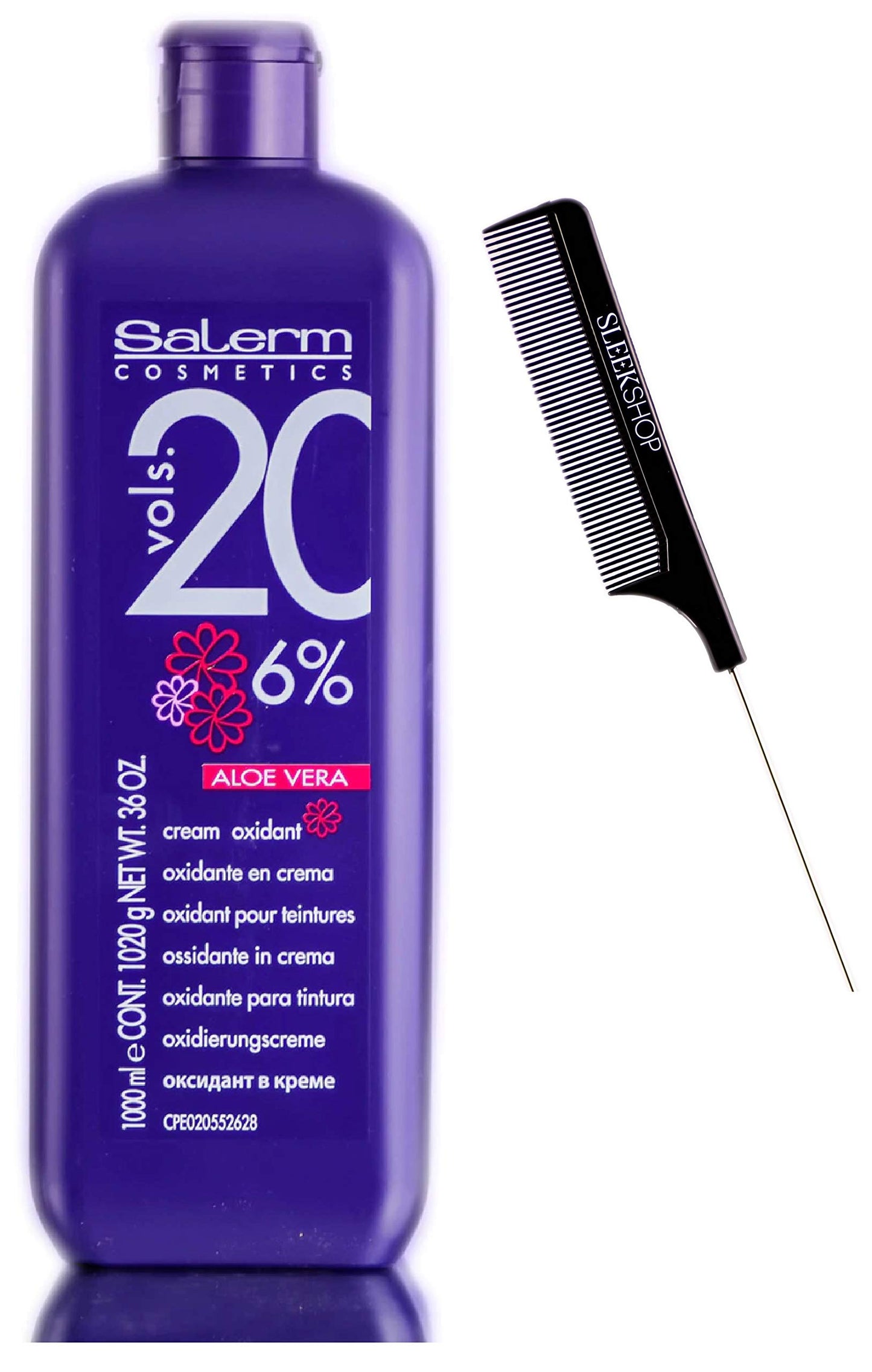 Salerm Cosmetics ALOE VERA Developer Cream Oxidant (w/Sleek Comb) Hydrogen Peroxide Activator for Vision Hair Color Salermvision Haircolor Dye (20