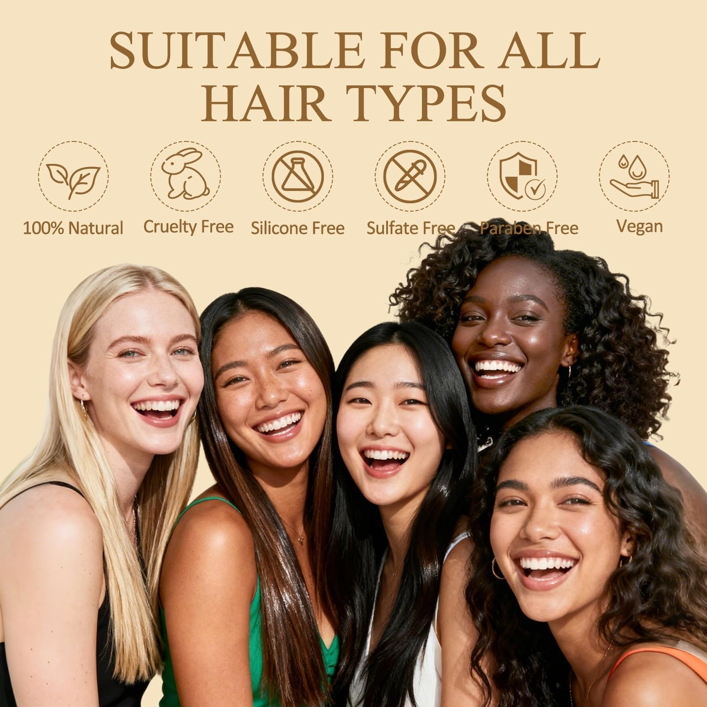 Rice Water Shampoo and Conditioner Set with Hair Growth Spray & Scalp Massager Brush, Enriched with Biotin & Caffeine, 4-in-1 Rice Water Hair Growth