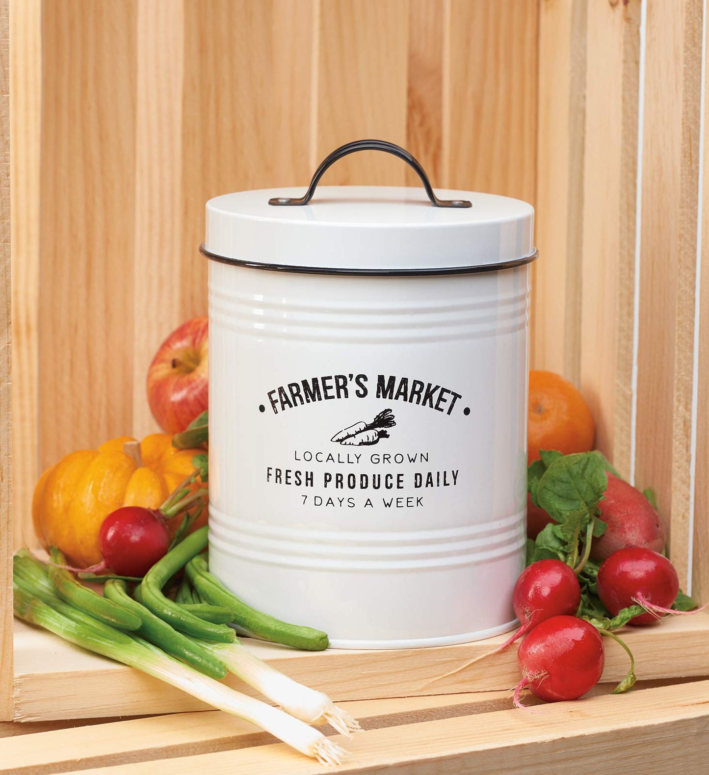 Amici Home Farmers Market Metal Canister | Dry Food Storage Container | Airtight Lid | 76 Ounce Capacity | Farmhouse Décor | Metal Canister…