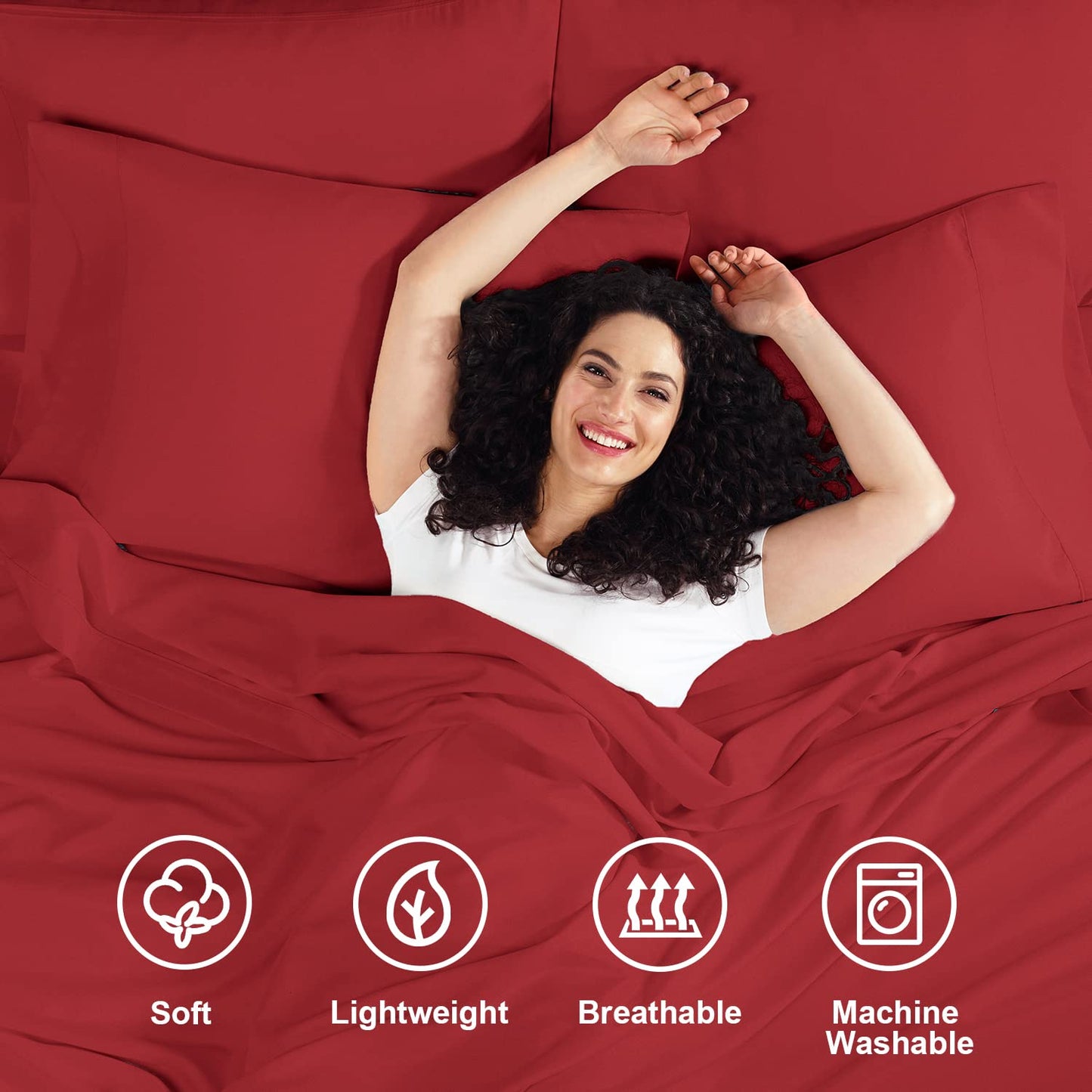 Empyrean Queen Sheets Set - 110 GSM 6 Piece Bed Sheets for Queen Size Bed, Double Brushed Queen Size Sheets, Soft Bedding Sheets & Pillowcases -