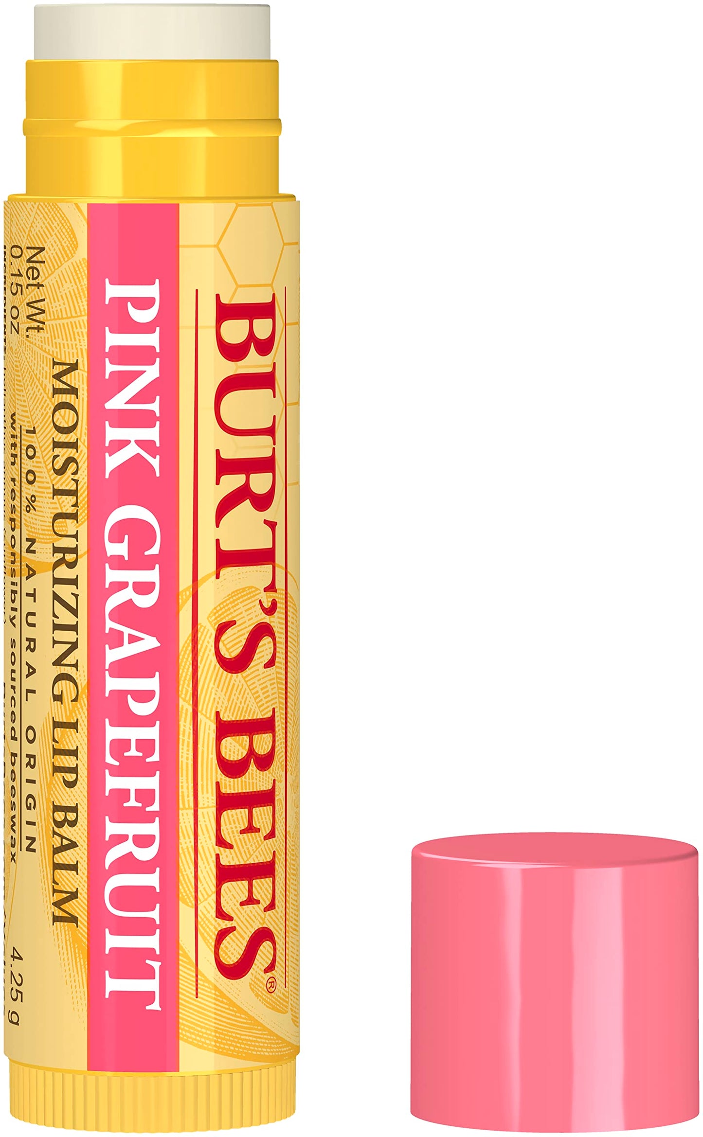 Burt's Bees 100% Natural Lip Balm, Pink Grapefruit Blister Box, 0.15 Ounce