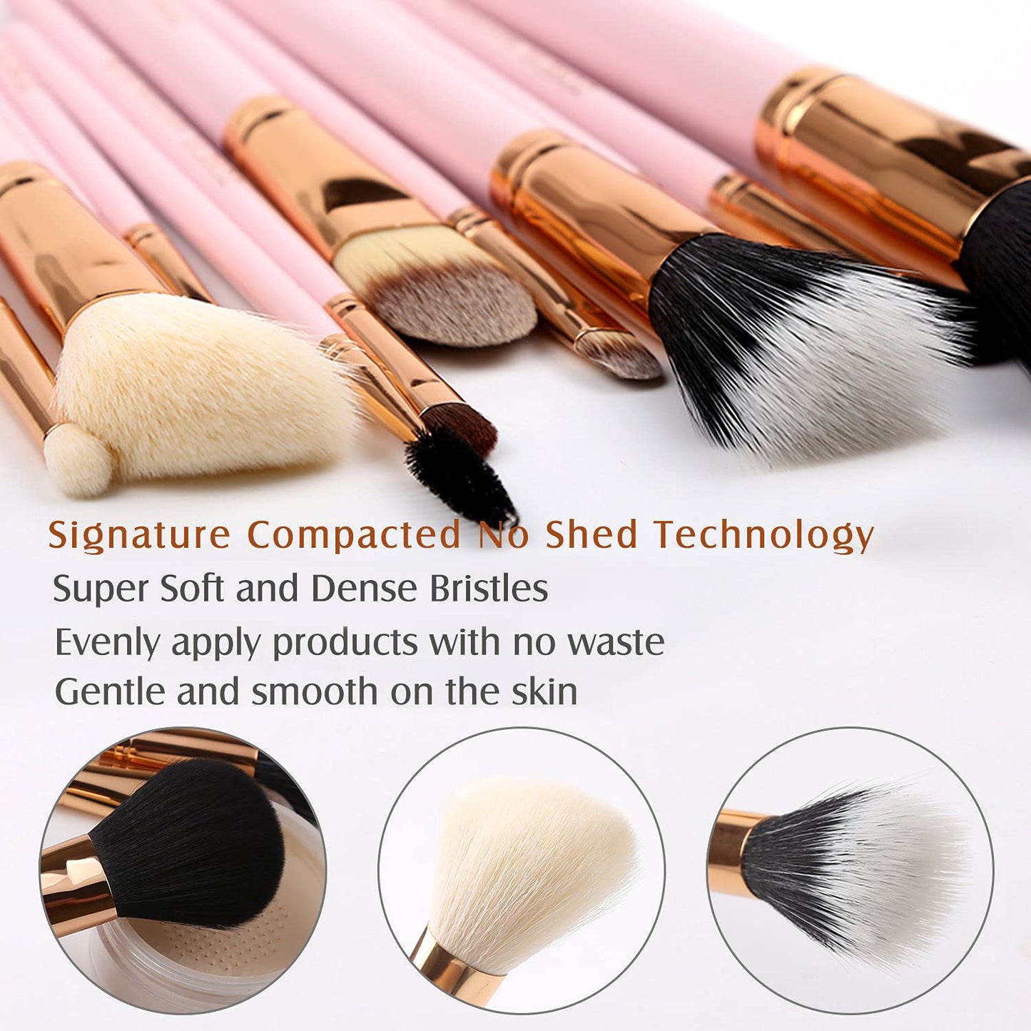Z'OREYA Makeup Brush Set 12pcs Pink Synthetic Makeup Brushes Travel Set With Holder Makeup Brush Organizer Foundation Powder Contour Blush Eye