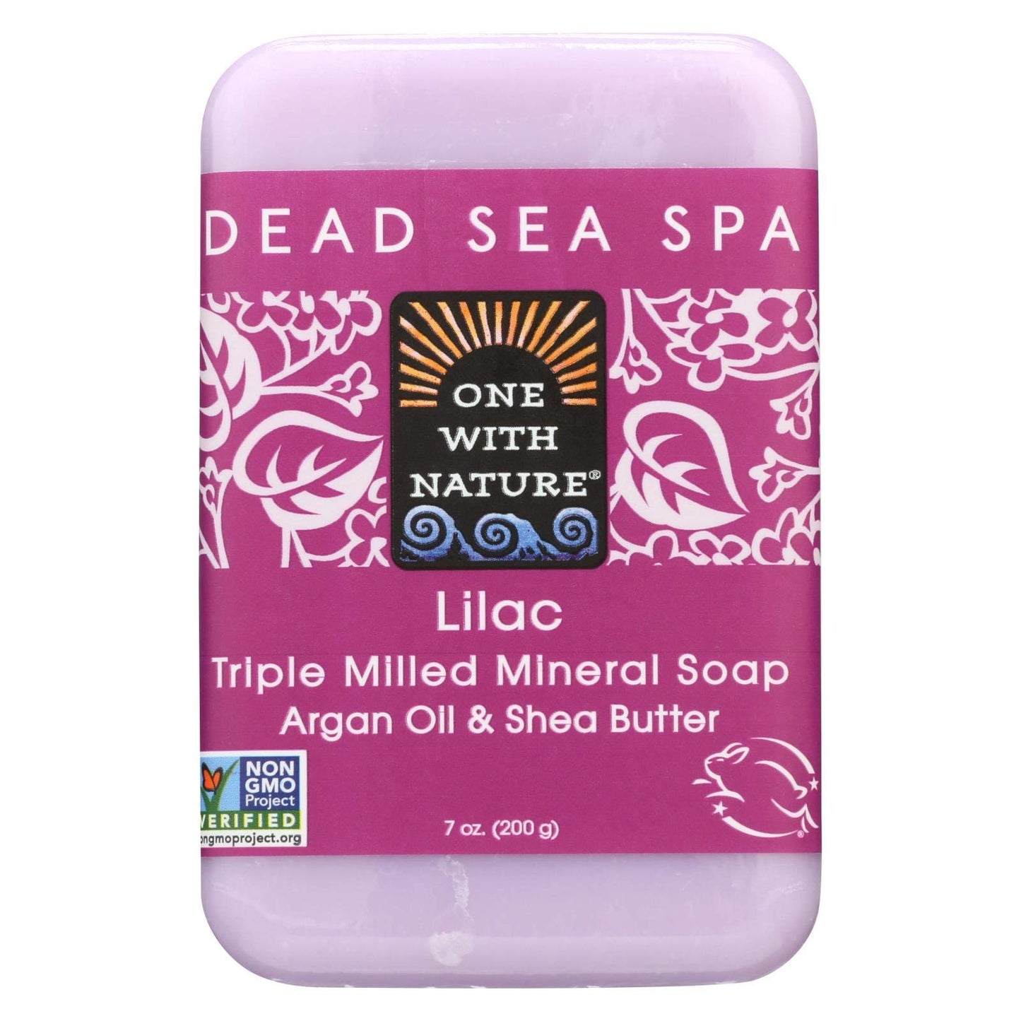 One With Nature Triple Milled Soap Bar - Lilac - 7 oz-Bar Soap Dairy Free