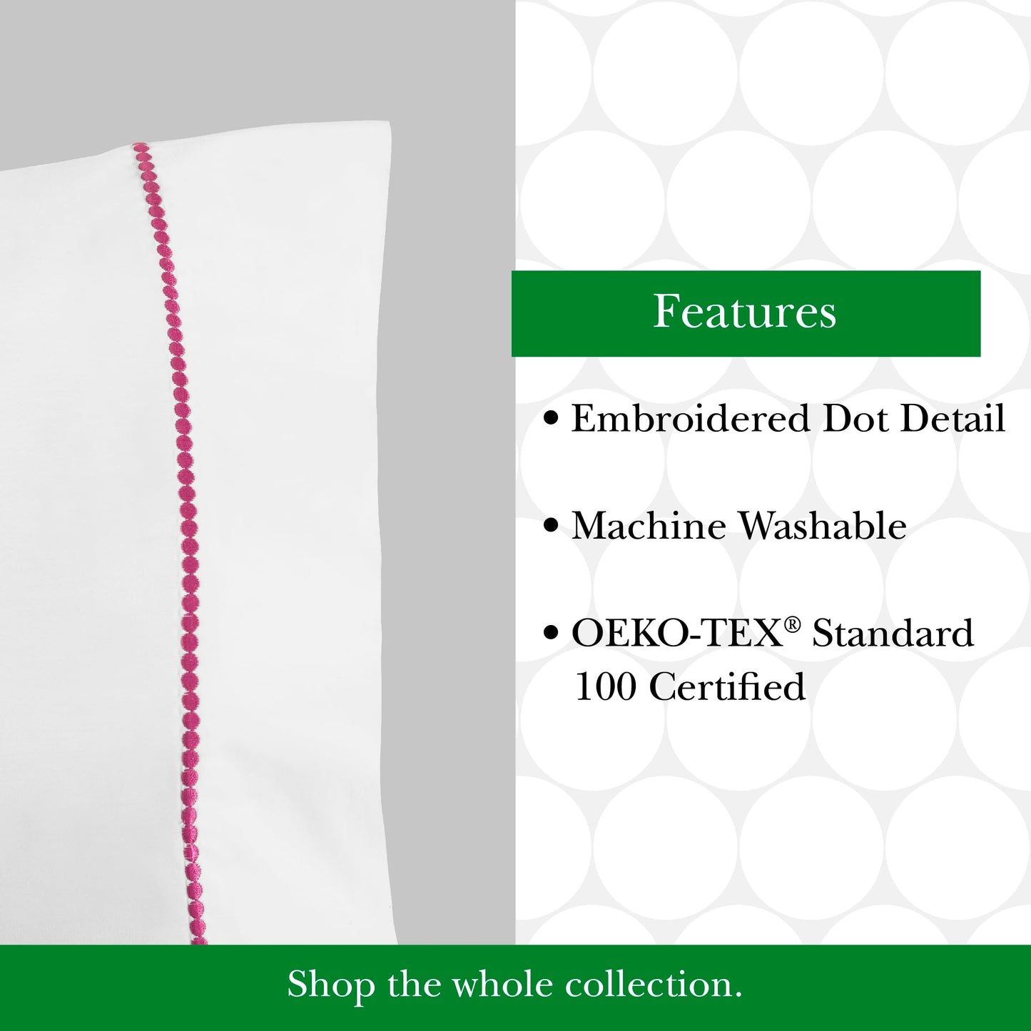 Kate Spade New York Dot King Sheet Set, 300 Thread Count and 100% Cotton, All Season 4 Piece Bedding Set, Machine Washable, White and Black