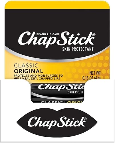 ChapStick Classic (1 Box of 12 Sticks, 12 Total Sticks, Original Flavor) Skin Protectant Flavored Lip Balm Tube, 0.15 Ounce Each, 12 Count (Pack of 1)