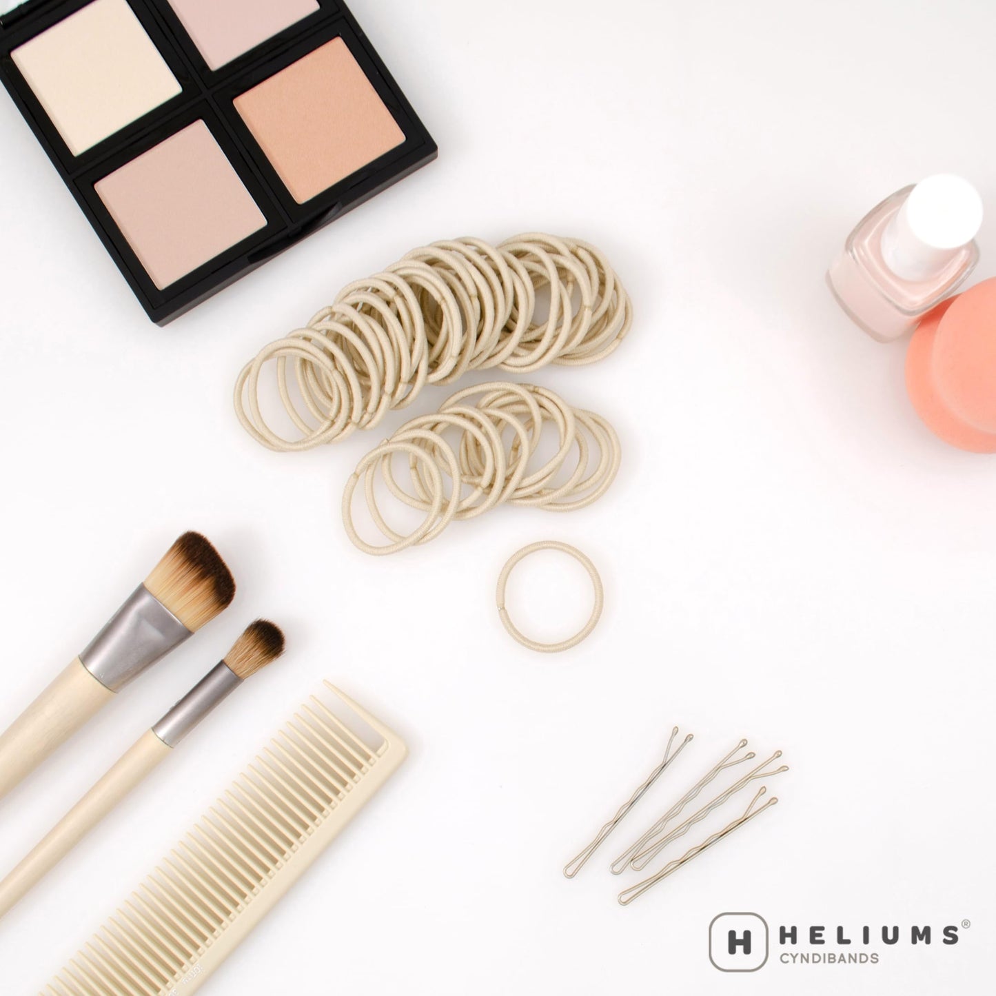 Heliums Small Hair Ties - Light Blonde - No Damage Mini 1 Inch Reusable 2mm Elastics for Thin Hair and Kids, Neutral Ponytail Holders - 48 Count