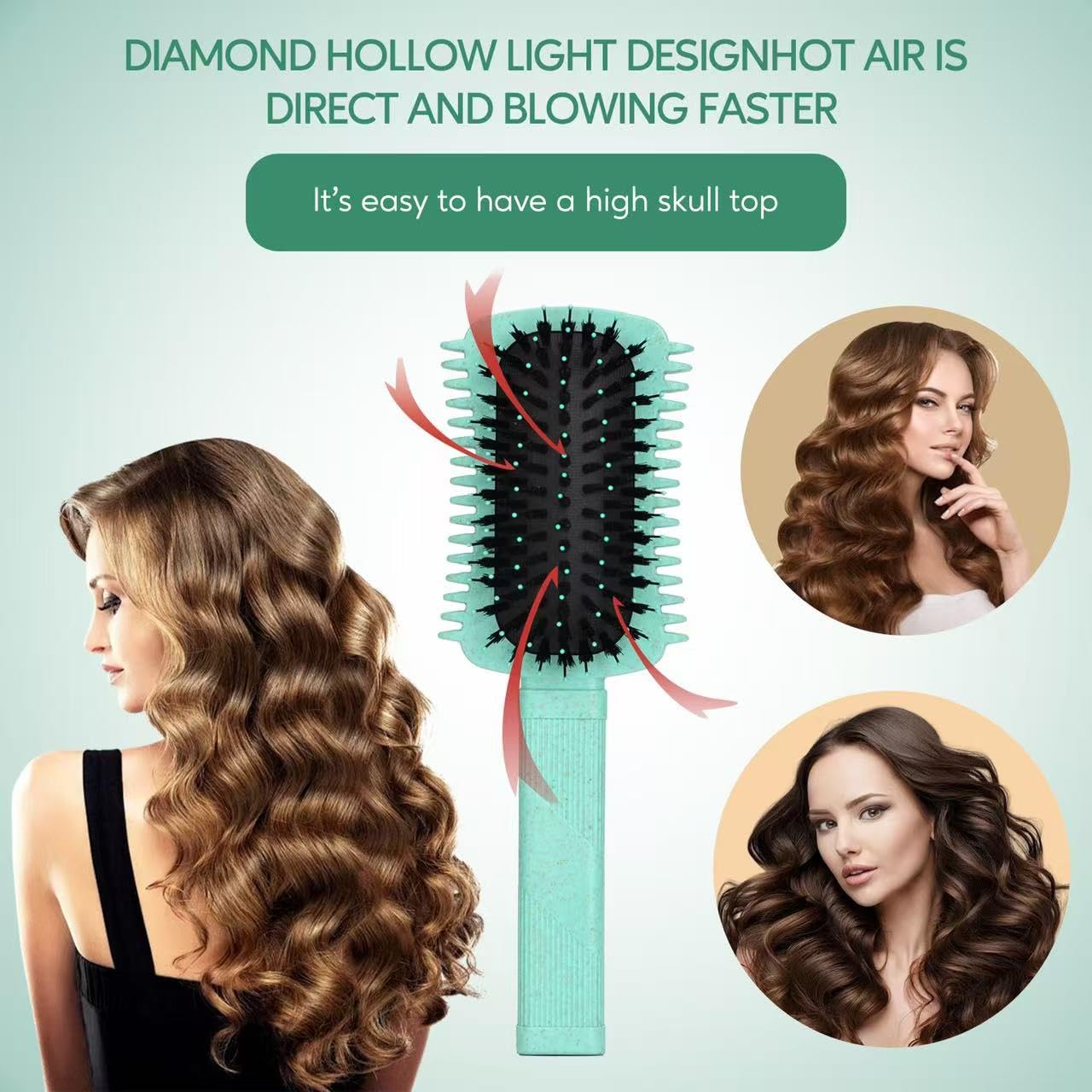 Curly Hair Brush Defining, Volume Curl Defining Brush for Effortlessly Detangling Shaping and Styling Women's Curls, Reduce Pulling (Green 1PC)