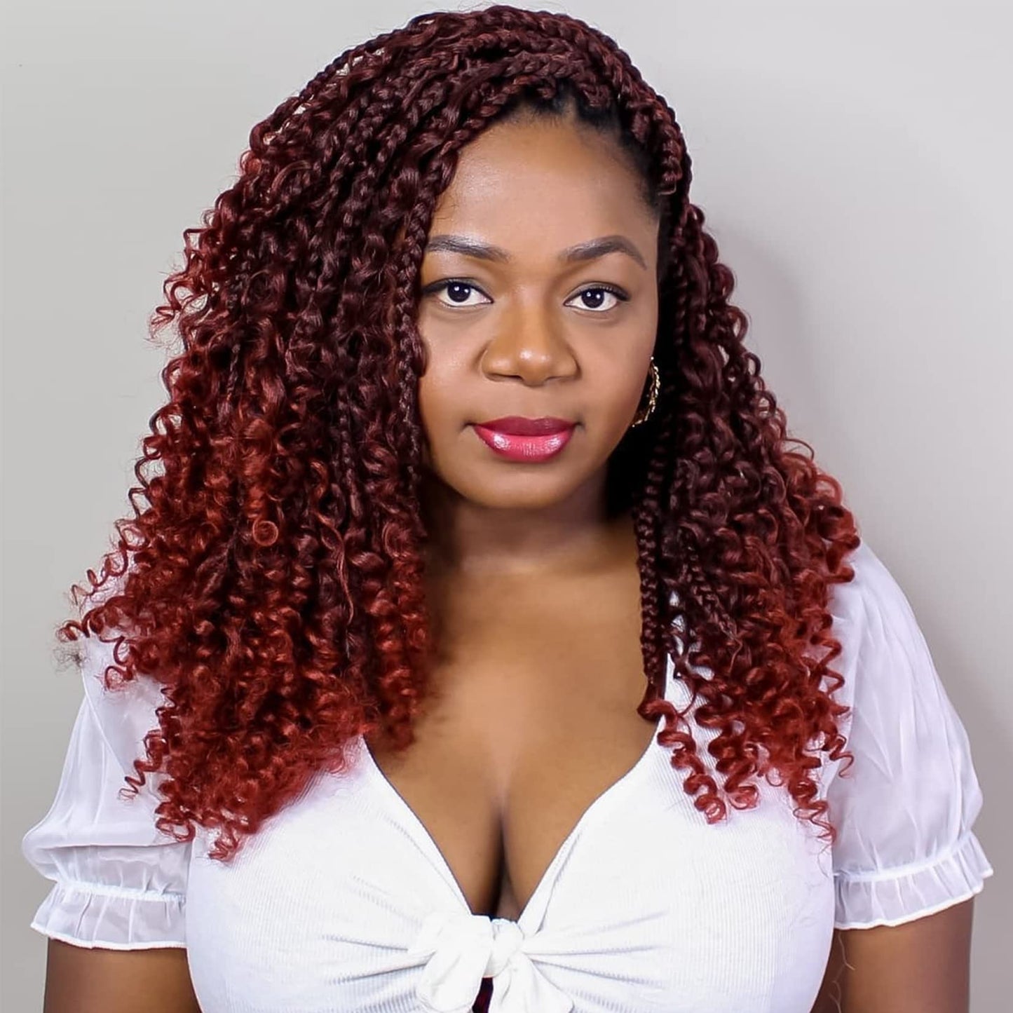 Wodun 14inch Goddess Box Braids Crochet Hair Pre Looped Box-Braids Crochet-Hair with Curly Ends For Black Women Synthetic 3X Bohemian Box Braiding