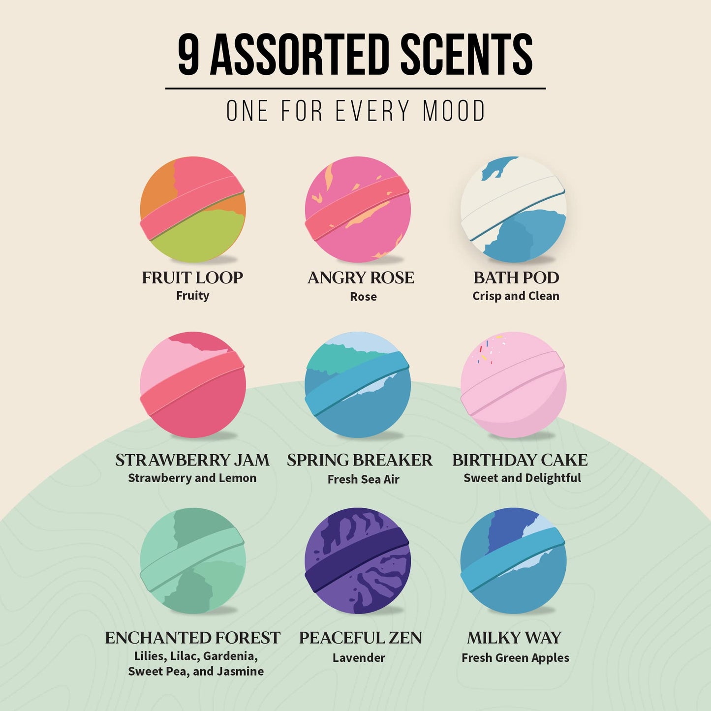 Naturally Vain Bath Bomb Set, Handmade, Non-Staining, Sulfate-Free, Natural Luxury Bath Fizzies, Aromatherapy Spa Gift Set, Assorted Scents, 9-Pack