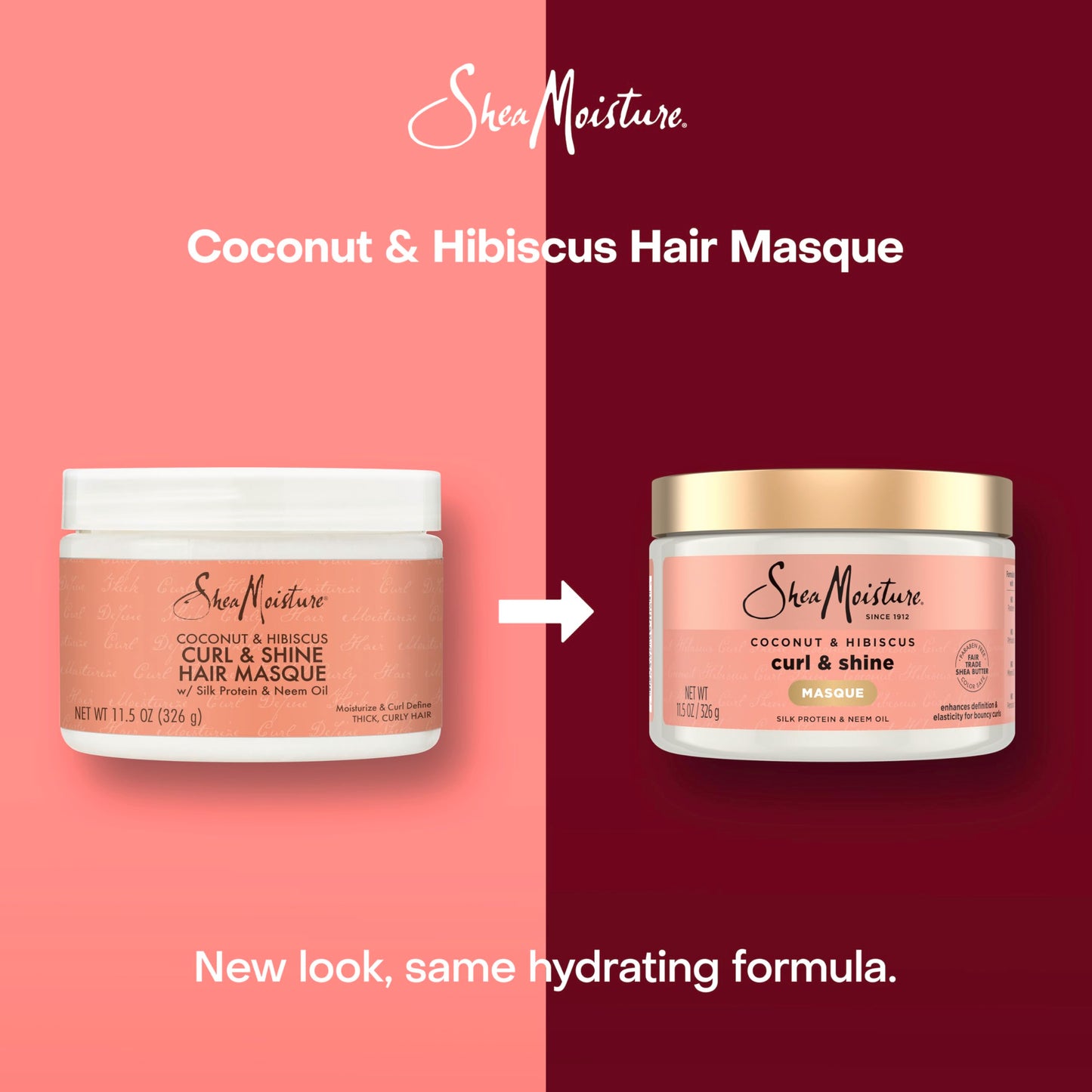 SheaMoisture Hair Mask Coconut & Hibiscus for Dry Curls Hair Mask with Shea Butter 11.5 oz