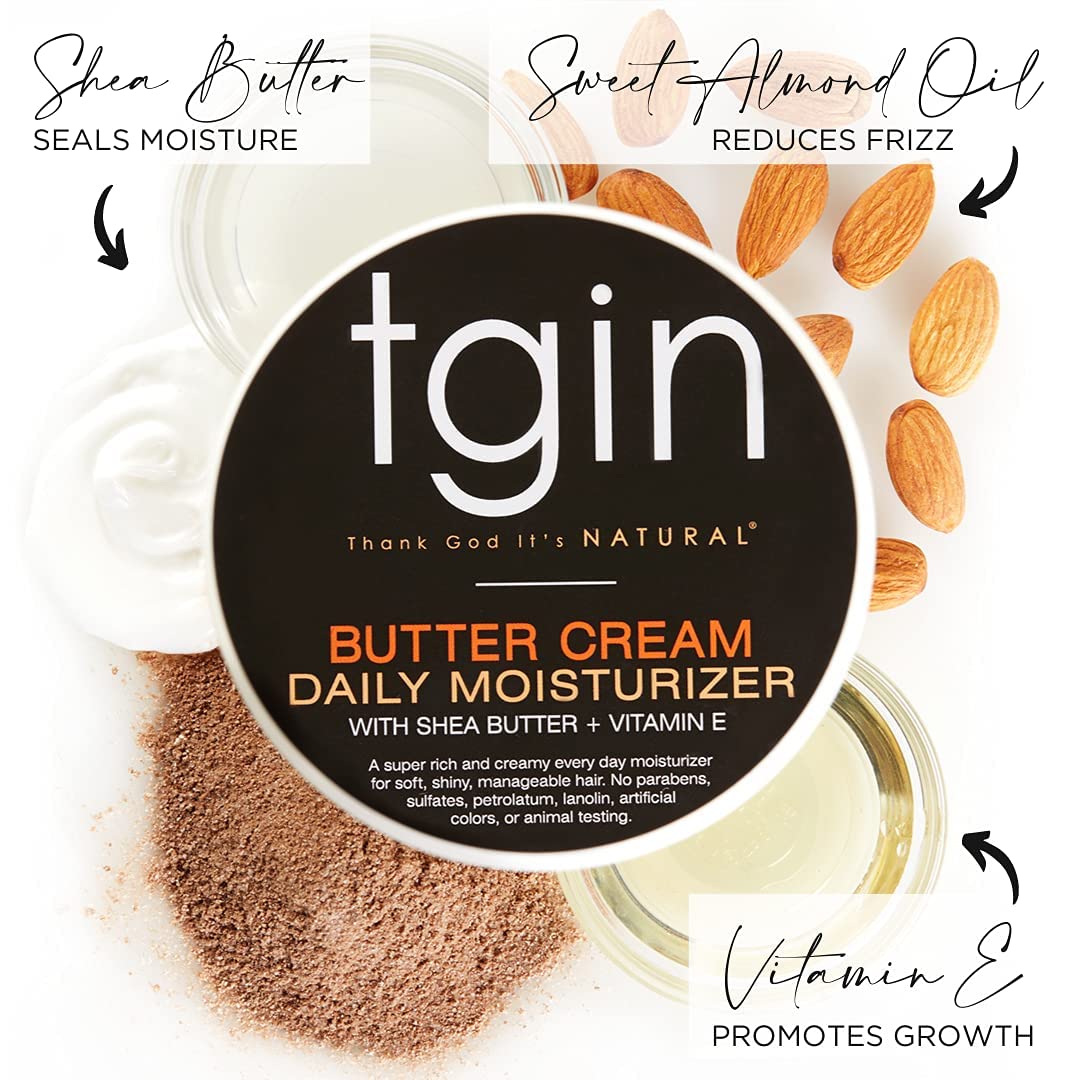 tgin Butter Cream Daily Moisturizer - Curly Hair Products With Deep Hydration for Soft, Defined Curls - Hair Products for Twist Out Styling, Frizz