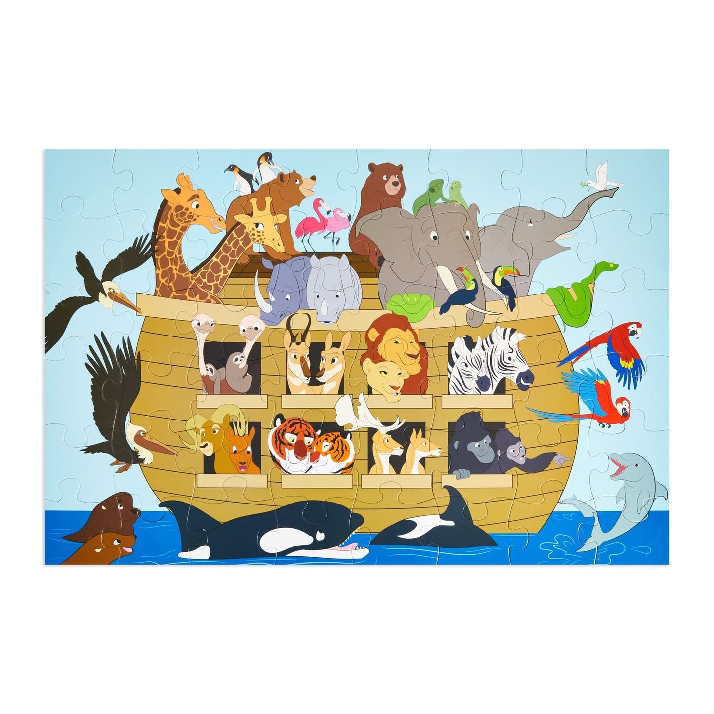 48 Piece Jumbo Floor Puzzle for Kids Ages 3-5 and 4-8, 2x3 Feet Giant Jigsaw Puzzles for Toddler Preschool Learning, Noah's Ark