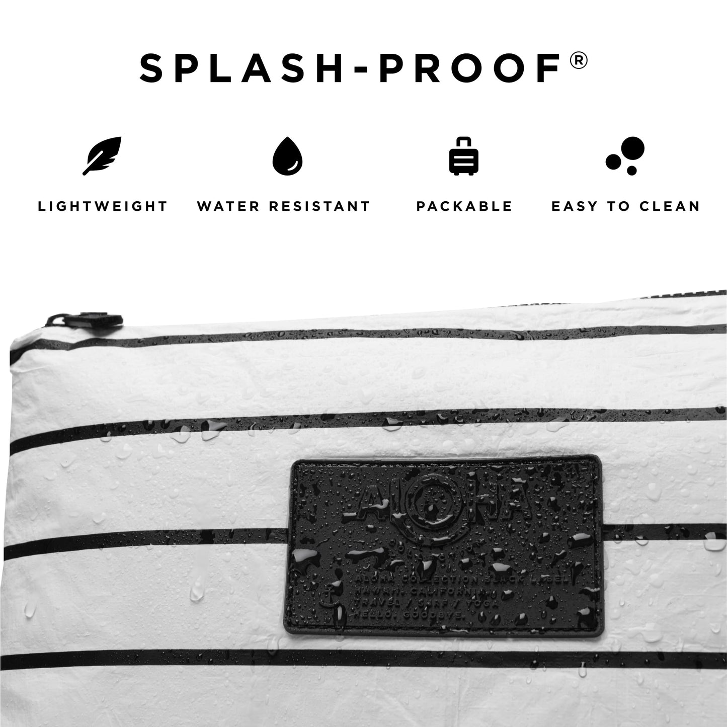 ALOHA Collection Small Pinstripe Pouch – Lightweight, Packable, Splash-Proof Makeup Bag, Easy to Clean