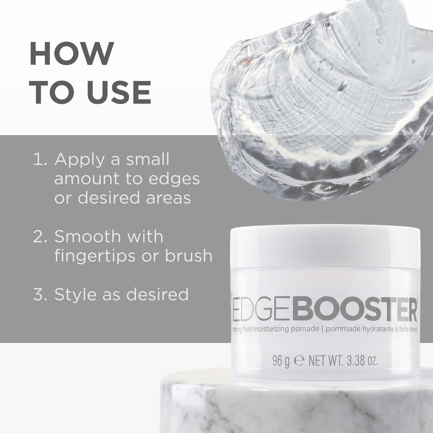 Style Factor EDGE BOOSTER Strong Hold Moisturizing Pomade - Keratin Argan & Chia Seed Oil Formulated Styling Gel for Hydration, High Shine, Edge
