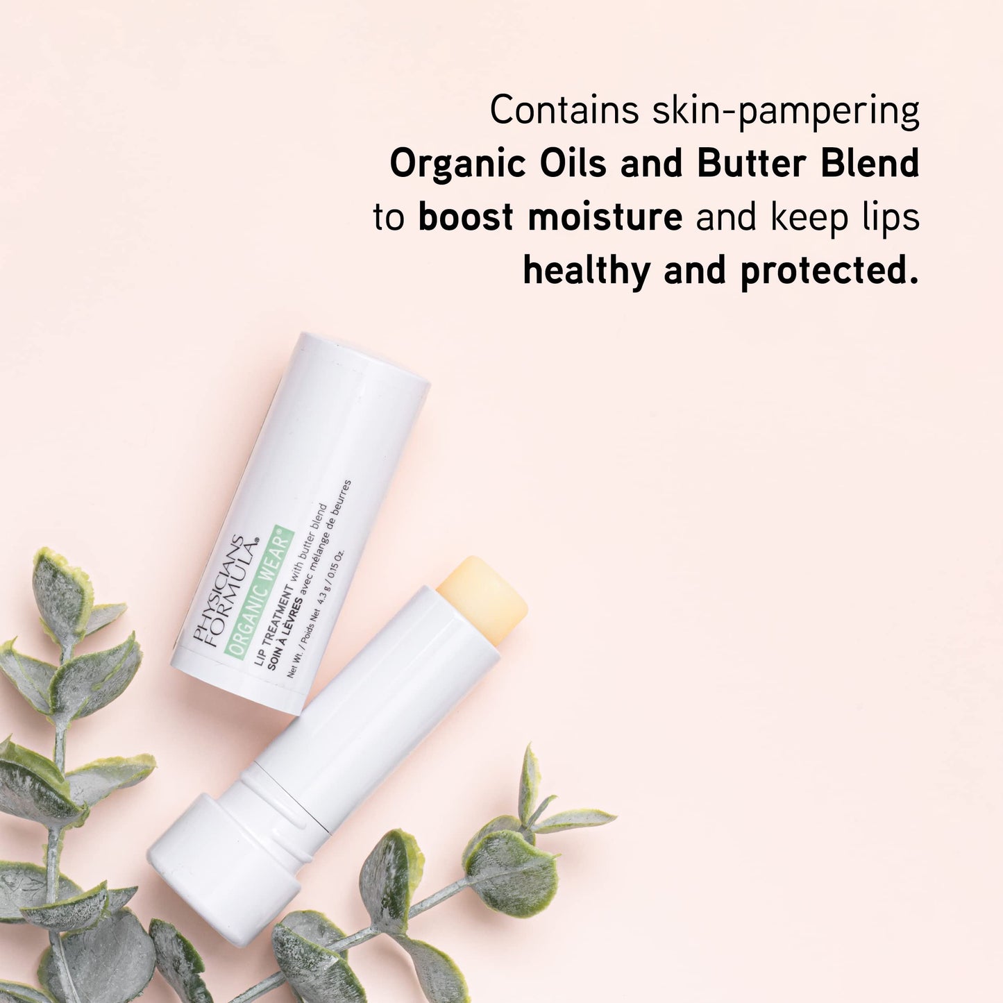 Physicians Formula Organic Wear Lip Balm Treatment, Ultra-Nourishing Shea Butter & Coconut Oil Infused, Hydrating & Conditioning for Smooth, Supple
