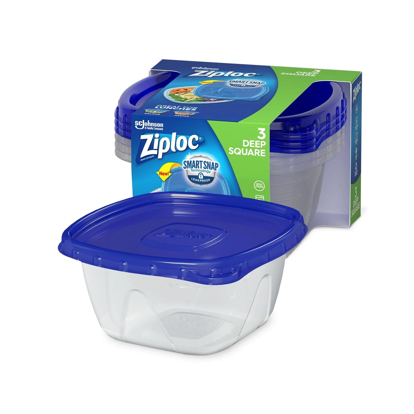 Food Storage Container, 1.25 Qt, Deep Square, 3-Ct.