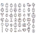 48PCS 3D Luxury Nail Art Rhinestones Nail Diamonds Glass Crystal AB Metal Gems Jewels Stones for DIY Nail Art Work Design Decoration Craft Jewelry
