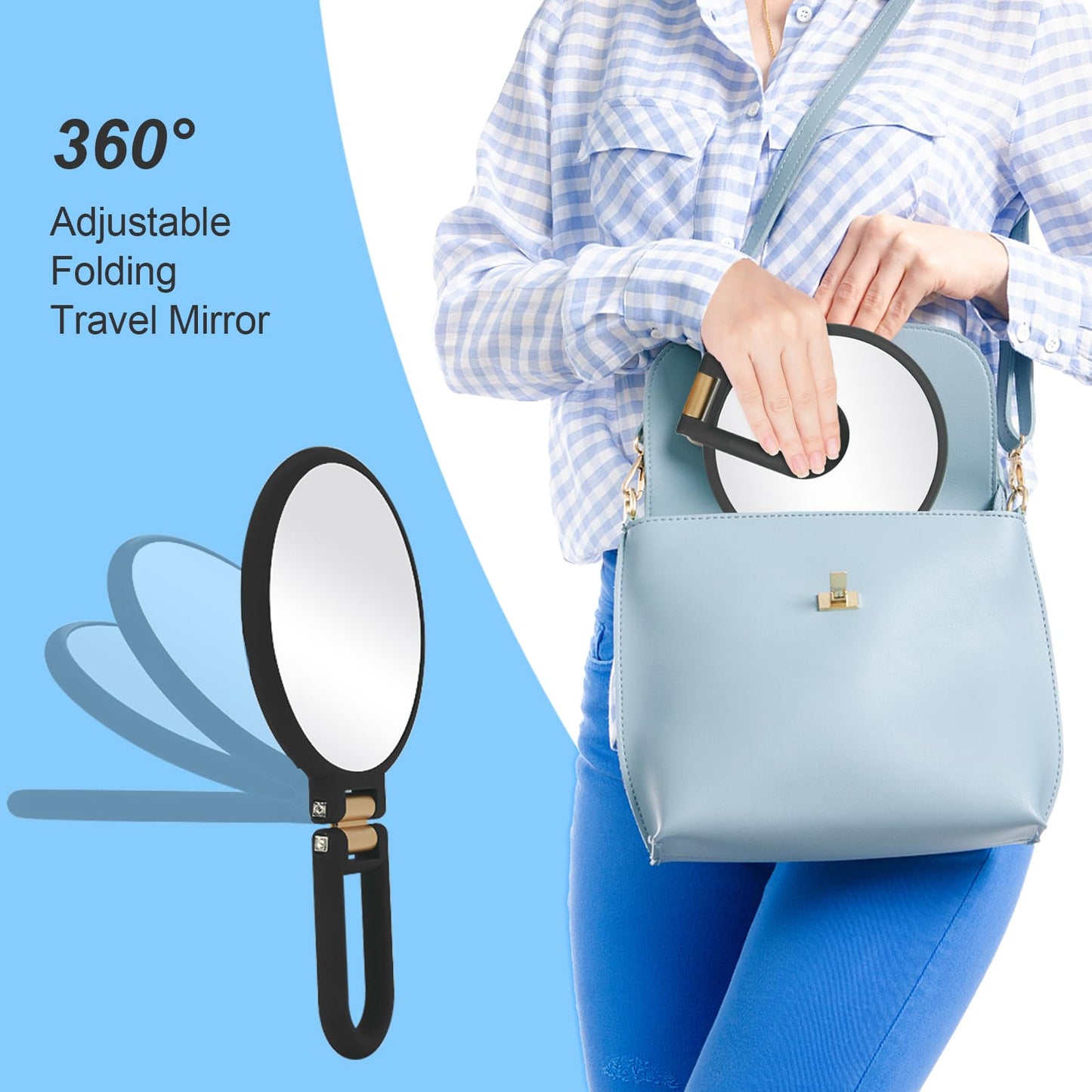Sifolo 30x Magnifying Mirror, Travel Hand Mirrors with Handle - Double Side Handheld Mirror with 1X 30X Magnification & Adjustable Handle/Stand, Hand Beauty and Personal Care Sifolo