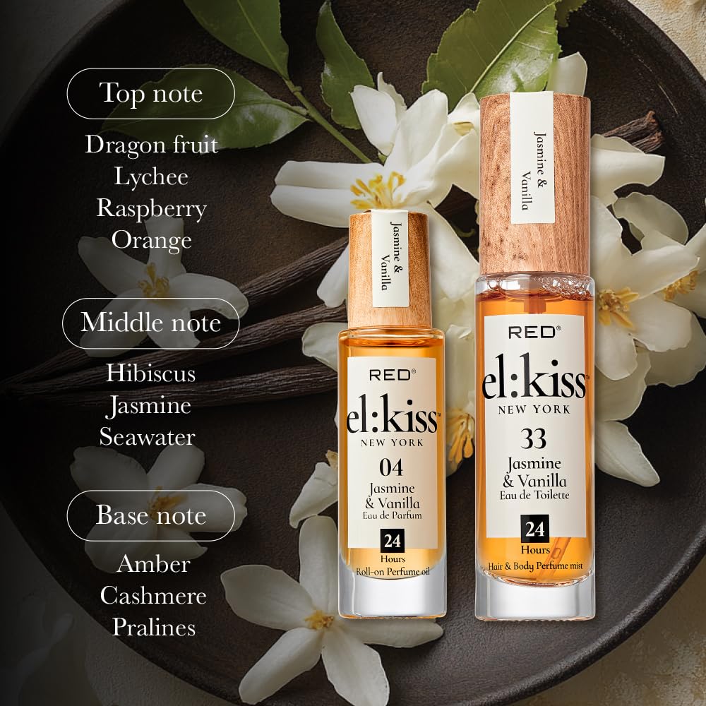 EL:KISS Hair Perfume & Body Mist, Jasmine & Vanilla Inspired by SDJ 68, Eau de Toilette 30mL (1.01 Fl Oz), Hydrating & Long-Lasting, Alcohol & Mineral Beauty & Personal Care EL:KISS