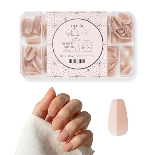 Apres Neutrals Gel-X Alex Box Of Nail Tips, 11 Sizes 00-9, Soft Gel Nail Tip Box, Nail Extensions (150pcs) (Natural Coffin Short, 150pcs) Beauty & Personal Care APRÉS