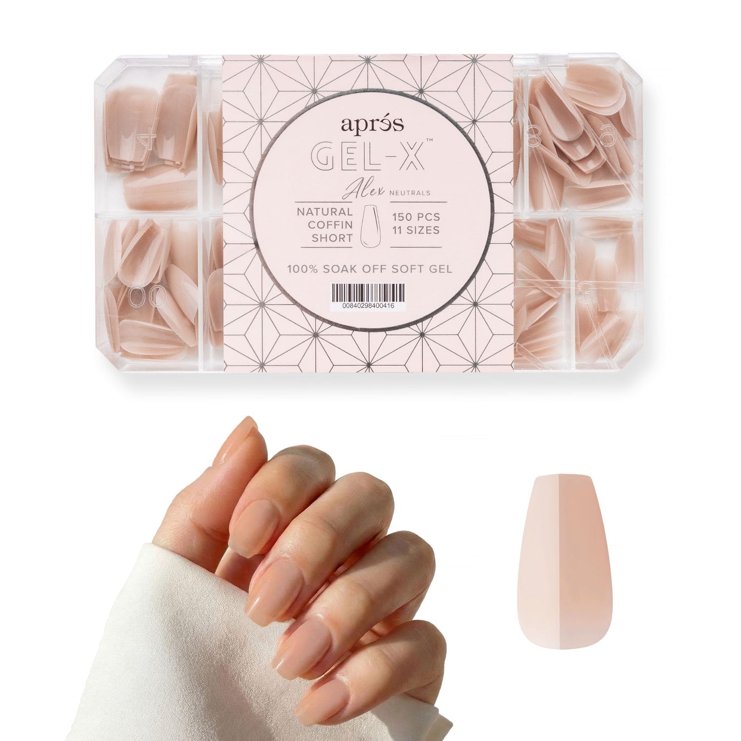 Apres Neutrals Gel-X Alex Box Of Nail Tips, 11 Sizes 00-9, Soft Gel Nail Tip Box, Nail Extensions (150pcs) (Natural Coffin Short, 150pcs) Beauty & Personal Care APRÉS