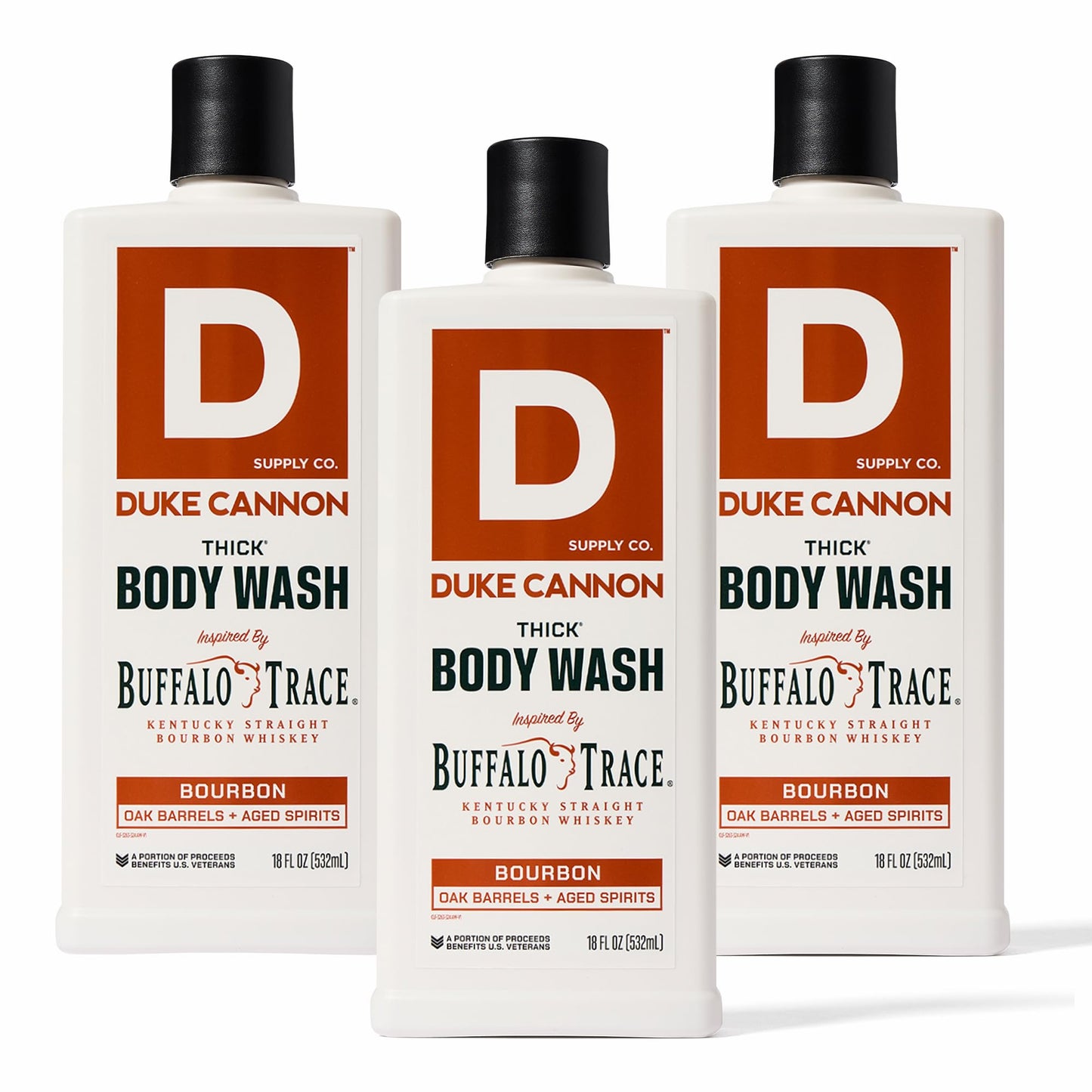 Duke Cannon Bourbon THICK Body Wash - Oak Barrel & Aged Spirits Scent, Mineral-Enriched, Sulfate-Free, 18oz - 3X Thicker for a Powerful Clean (3 Pack)