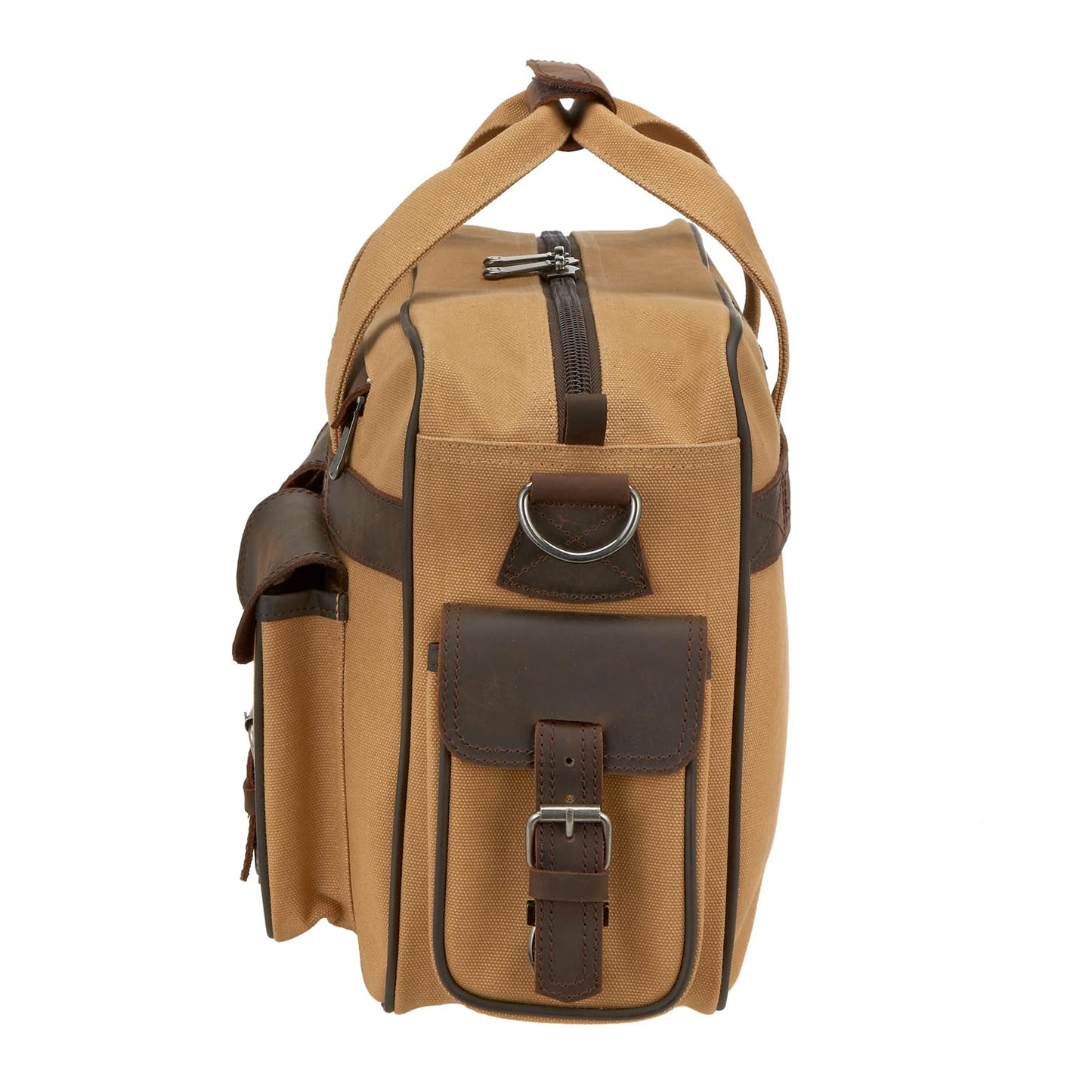 Flight Outfitters Unisex Bush Pilot Folio Hand/Shoulder Carry Canvas & Leather Work Travel Aviation Gear Organizer Flight Bag