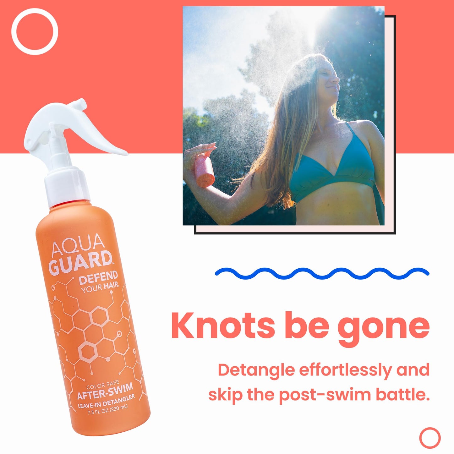 AQUA GUARD Swim Hair Rescue Bundle | Pre-Swim Protection & Post-Swim Repair Kit | Includes Hair Defense, Shampoo, Conditioner, Detangler, Hair Mask